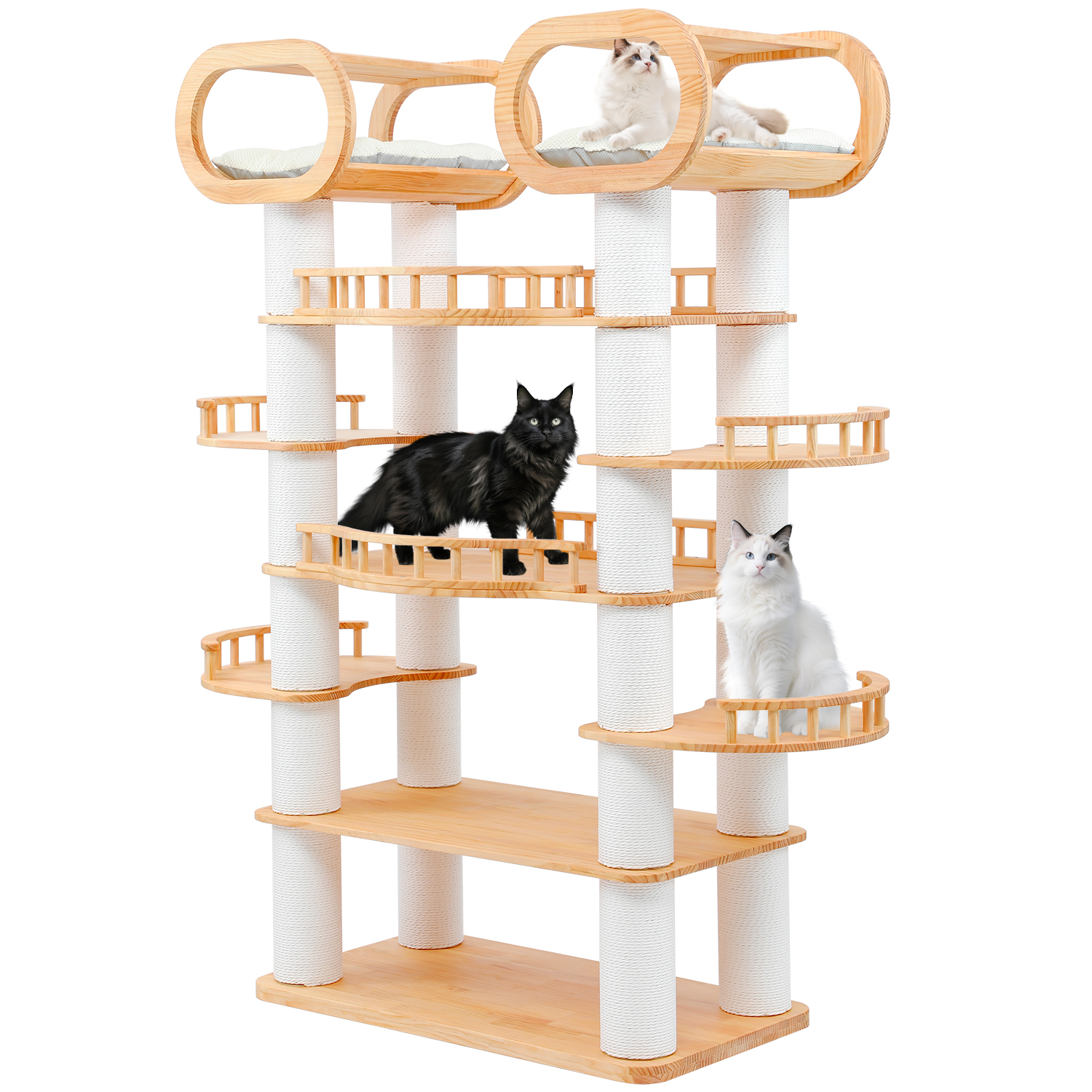 76.7 H Large Solid Wood Cat Tree