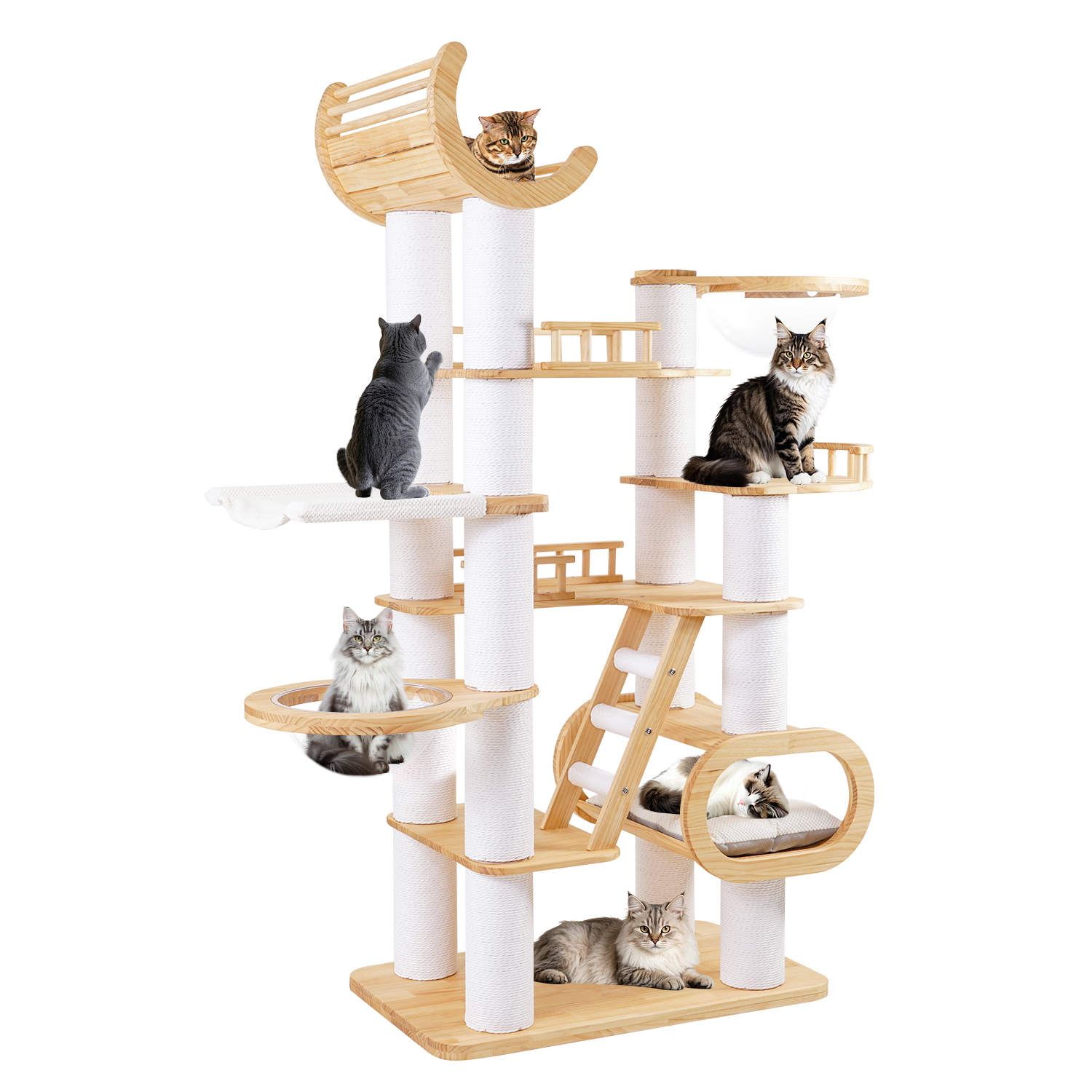 82"Deluxe Pine Solid Wood Cat Tree