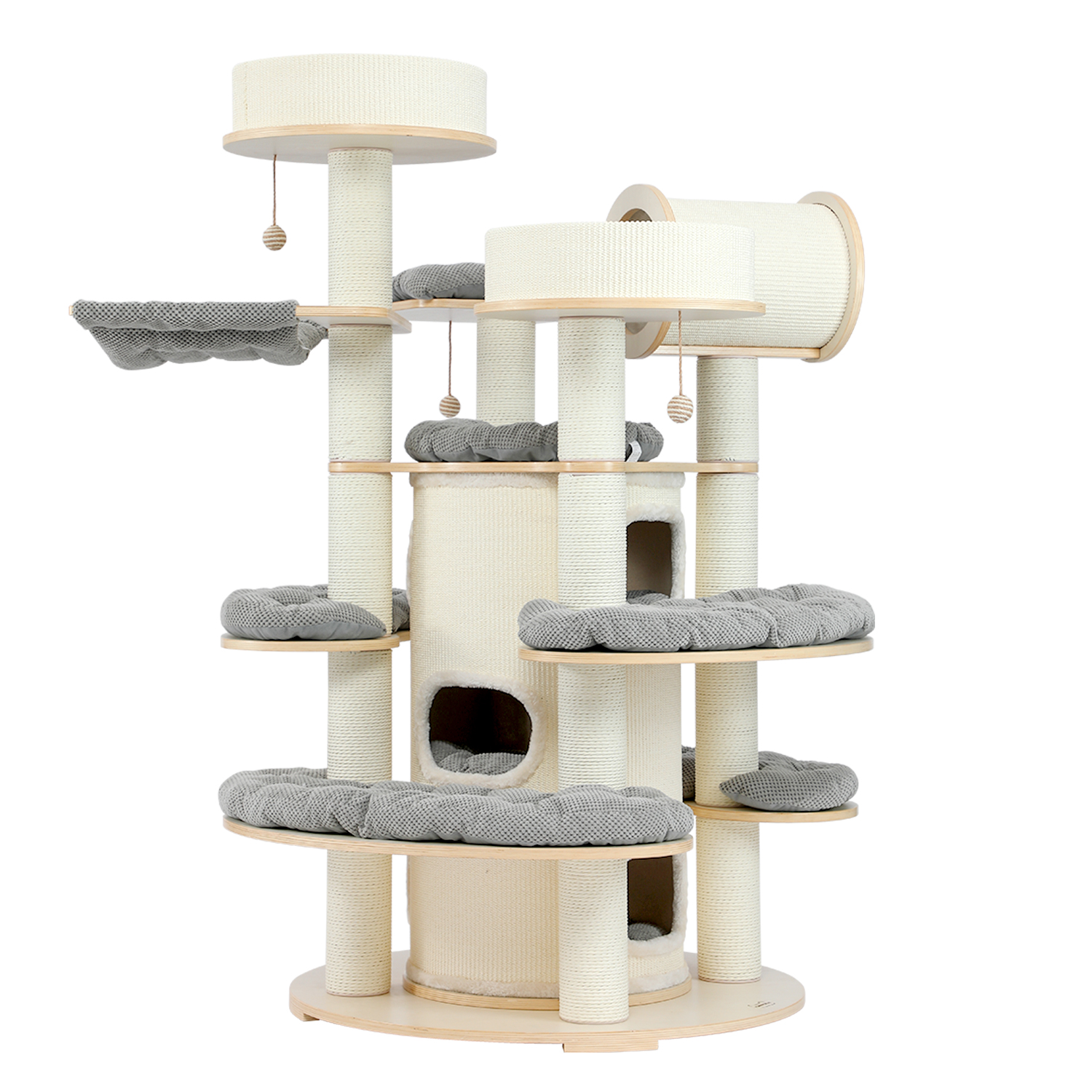 66"Solid wood large cat tower