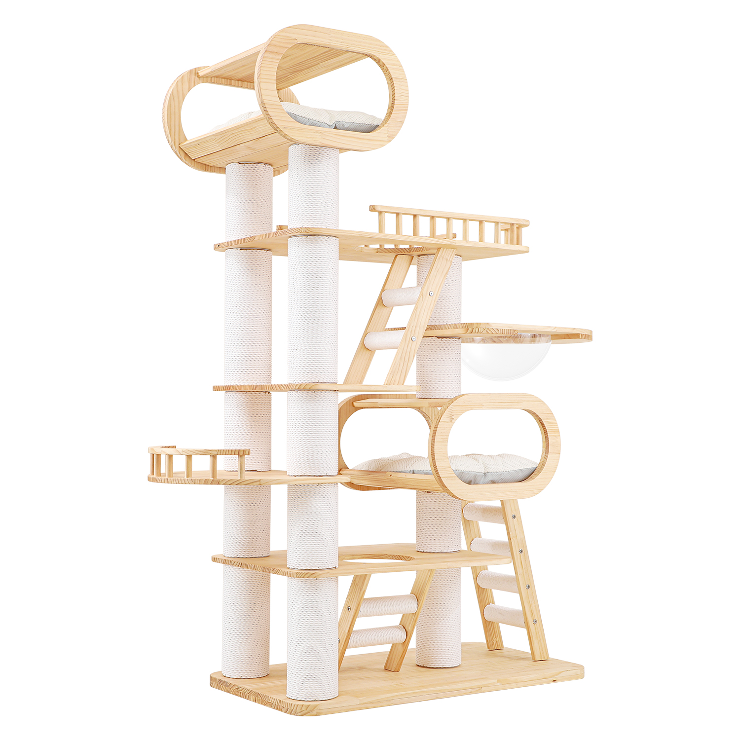 76.7 H Large Solid Wood Cat Tree