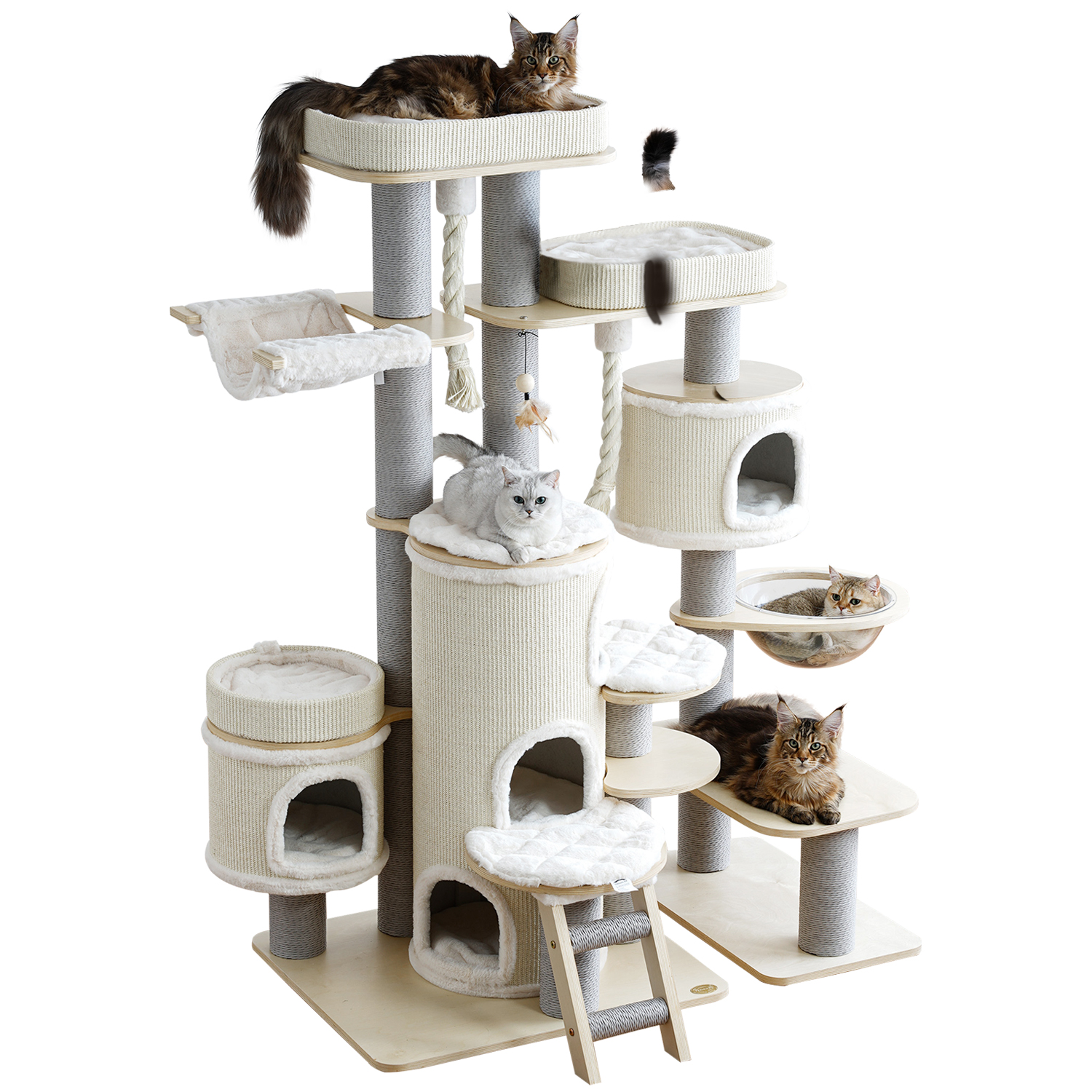 63'' HLarge Solid Wood Cat Tree