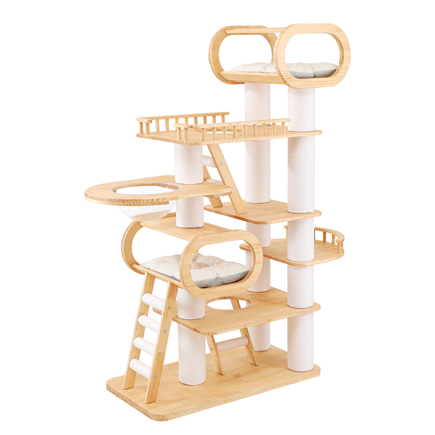 76.7 H Large Solid Wood Cat Tree