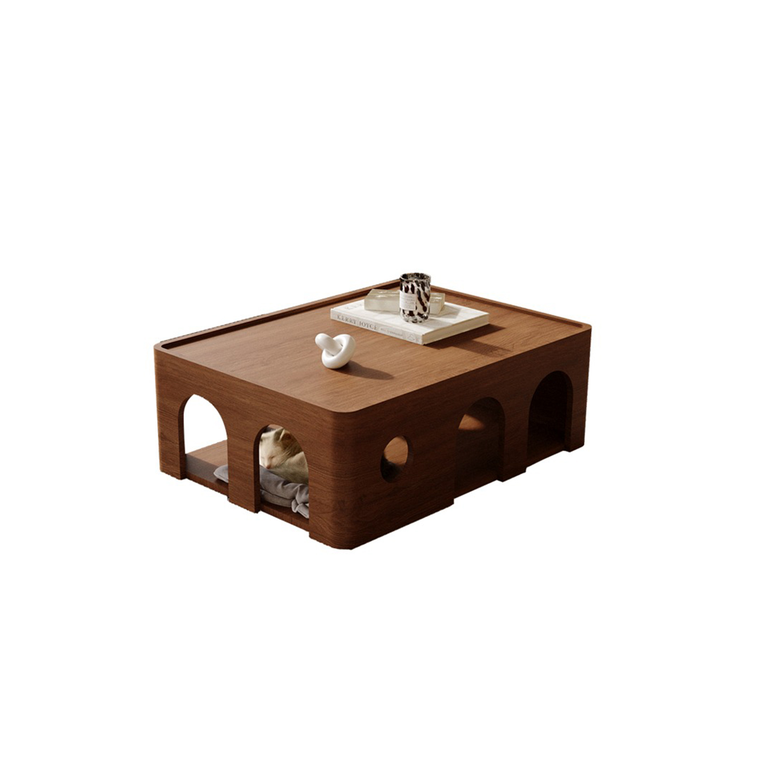 Cherry Wood Solid Wood Coffee Table Cat Bed