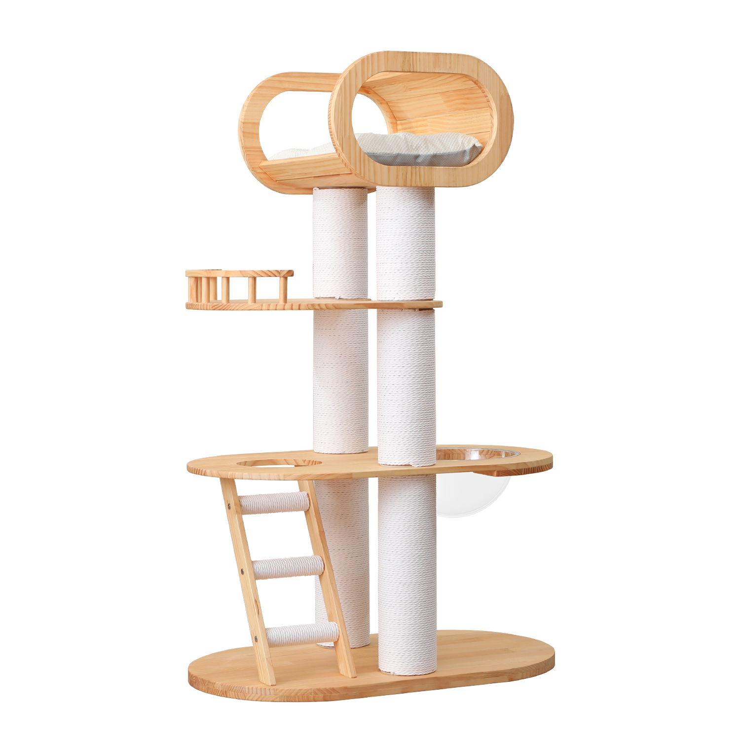 63'' Tall Solid Wood Cat Tree Tower