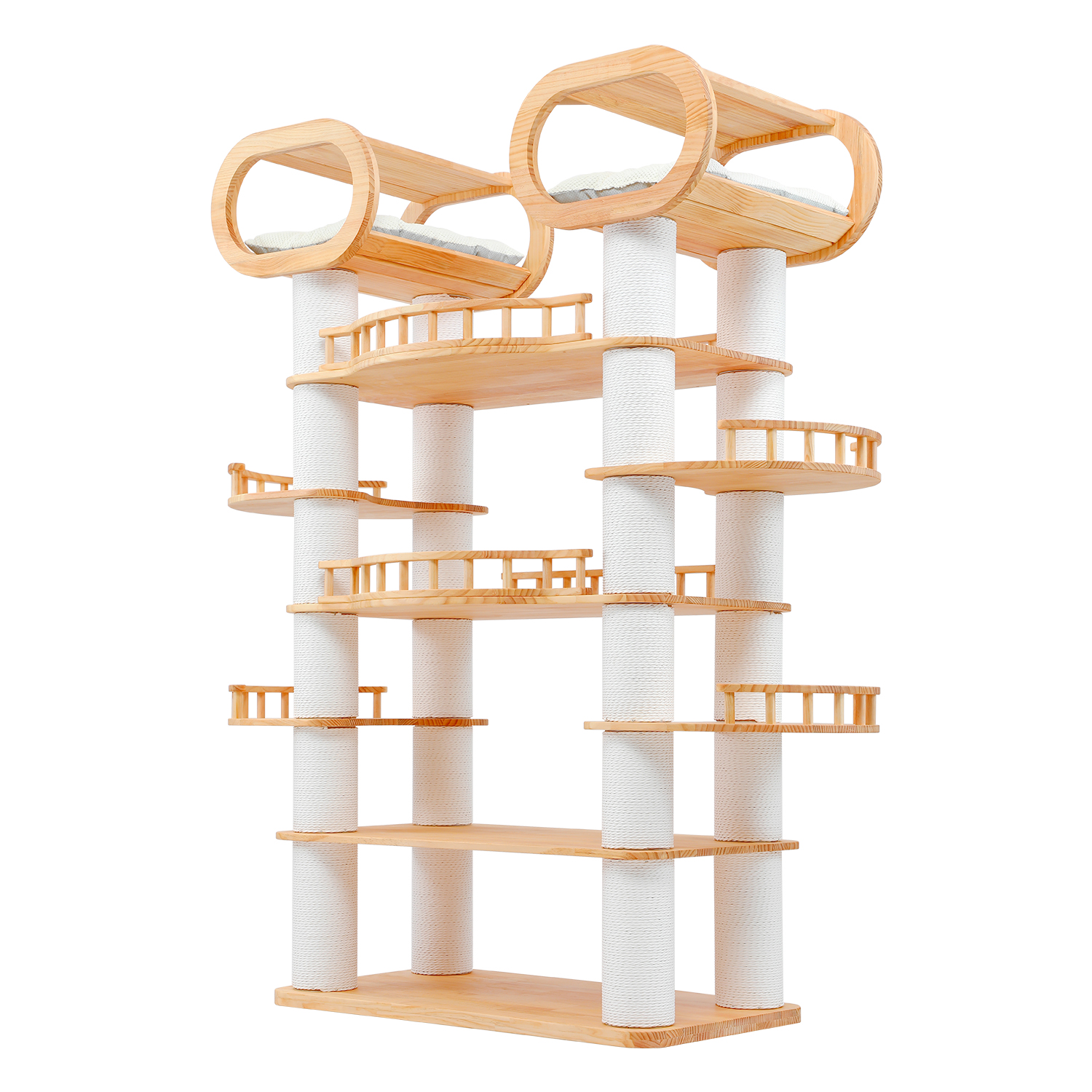 76.7 H Large Solid Wood Cat Tree