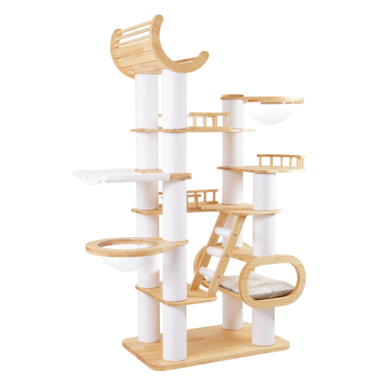 82"Deluxe Pine Solid Wood Cat Tree