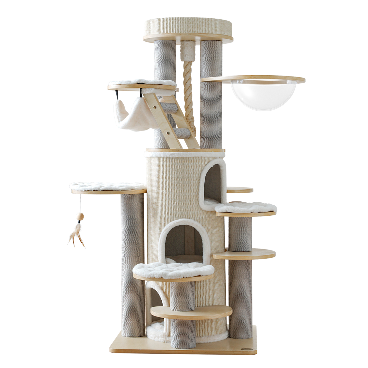 63'' H Large Solid Wood Cat Tree
