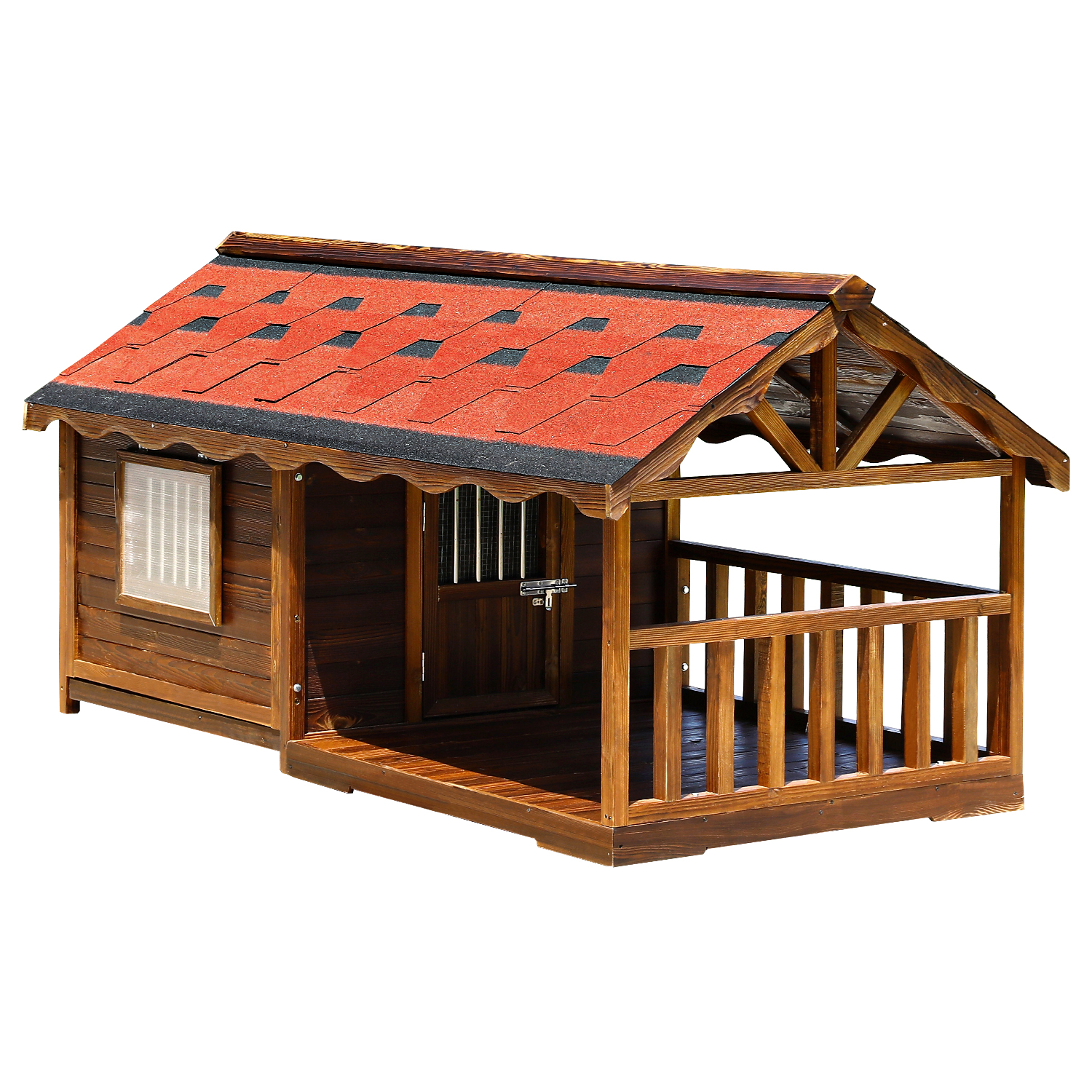 Pine Dog House & Playpen Carbonized Pine Wood