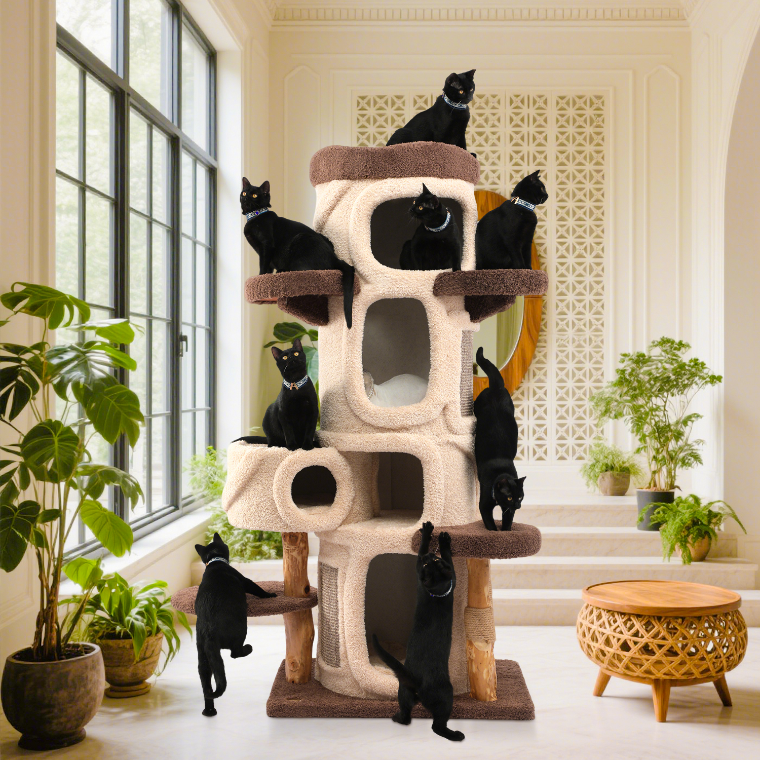 69'' H Solid Wood Cat Tree