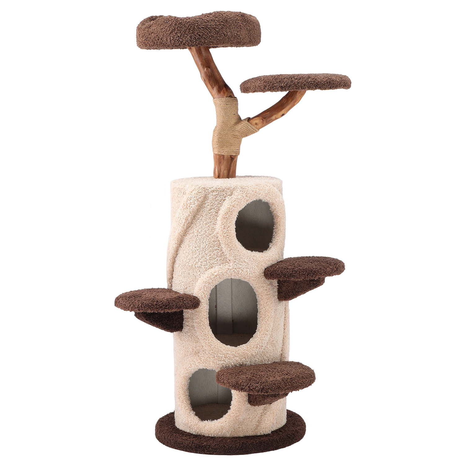 54.7'' H Solid Wood Cat Tree / Multi Cat Condo Cat Climbing Shelf