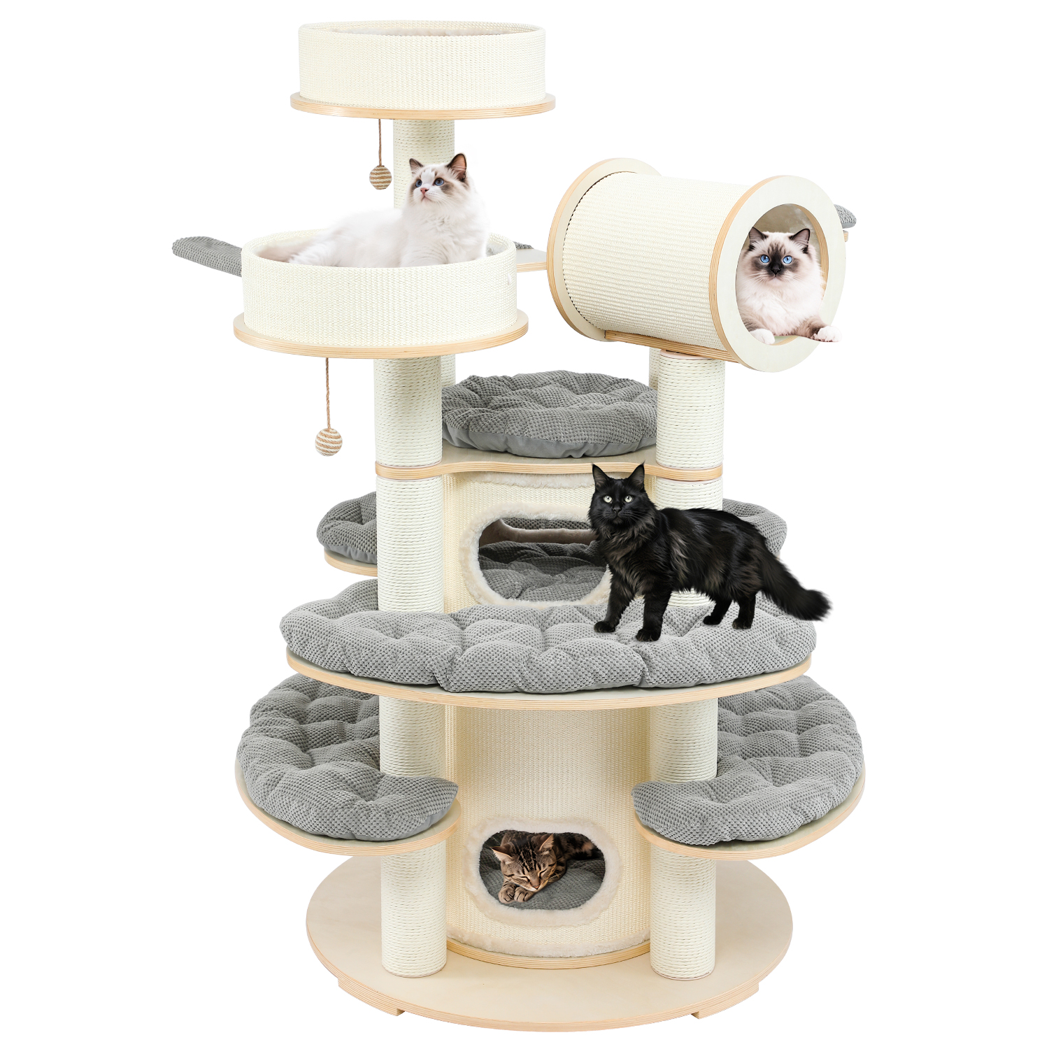 66"Solid wood large cat tower