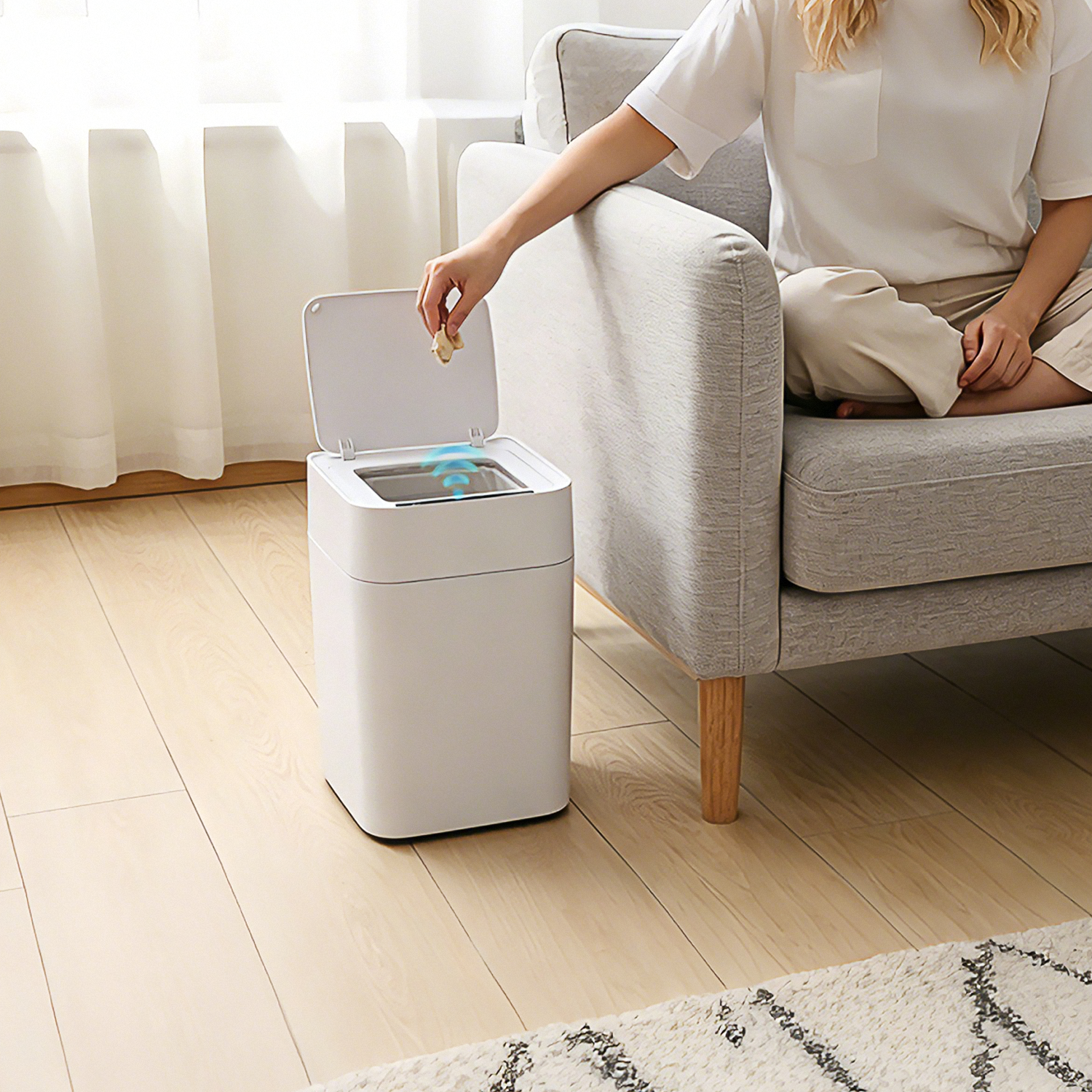 Self-Sealing & Self-Changing Automatic Trash Can, 5.3 Gallon (20L) Smart Trash Can Motion Sensor, Touchless Garbage Can with Lid for Kitchen, Bathroom, Bedroom, Office, Odor-Sealing Design