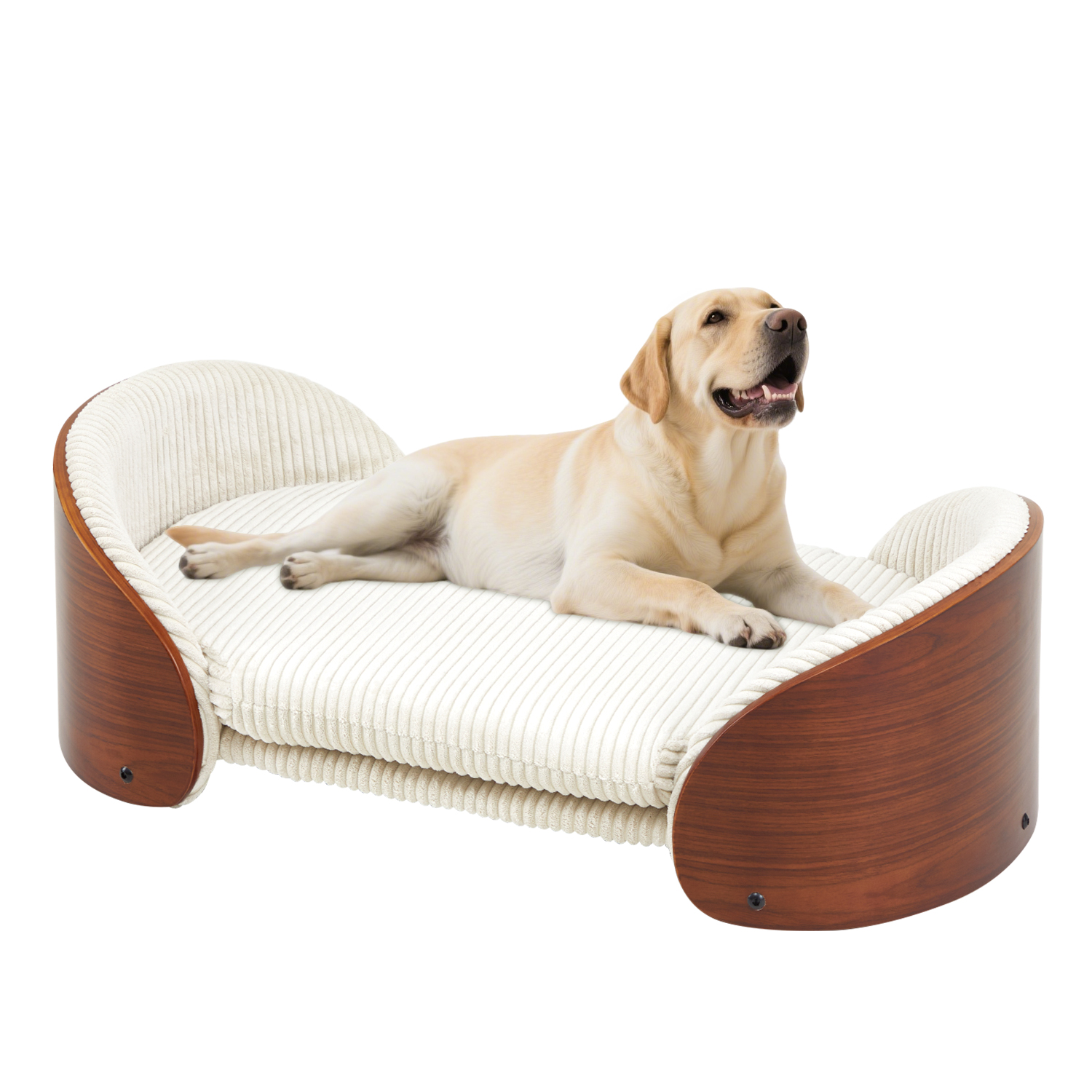 Luxury Solid Wood Dog Bed With Bent Wood Back