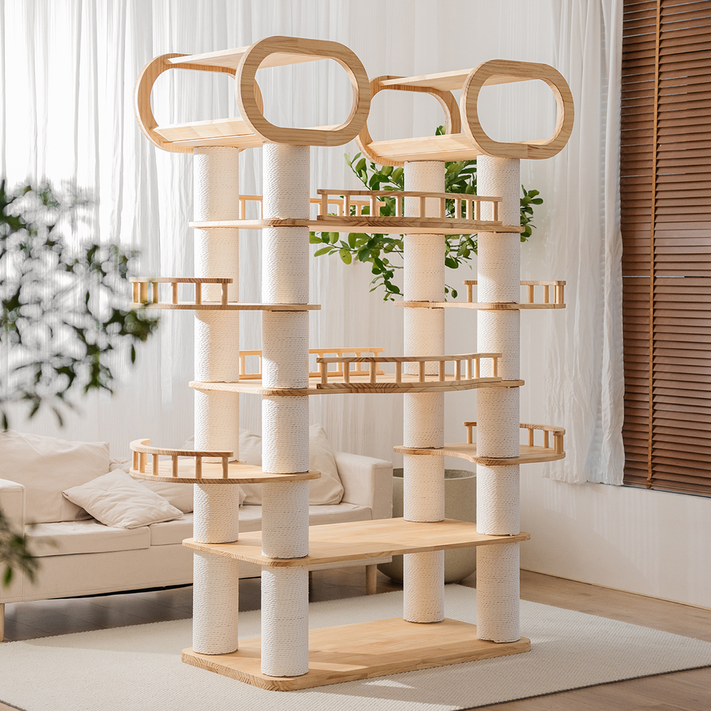 76.7 H Large Solid Wood Cat Tree