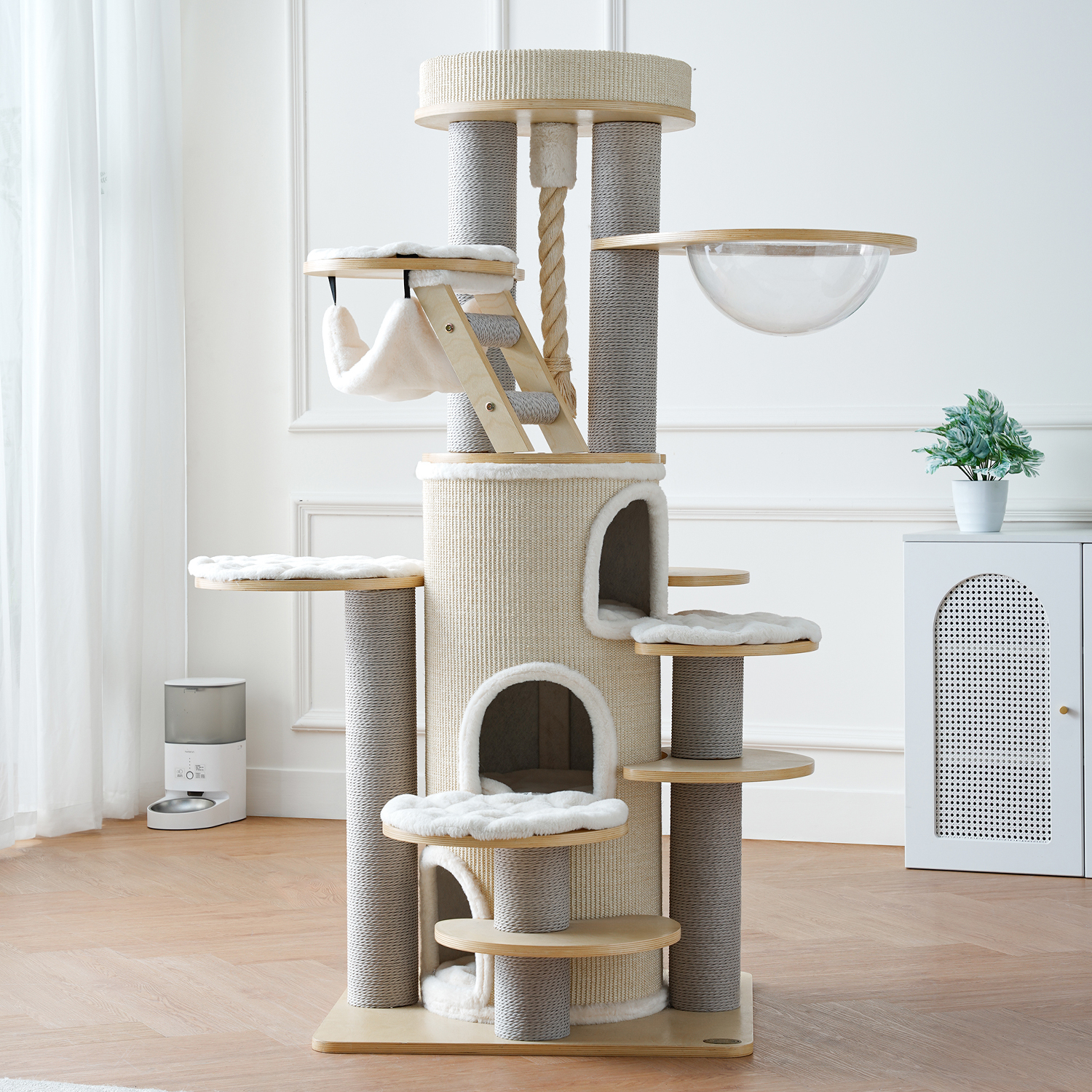 63'' H Large Solid Wood Cat Tree