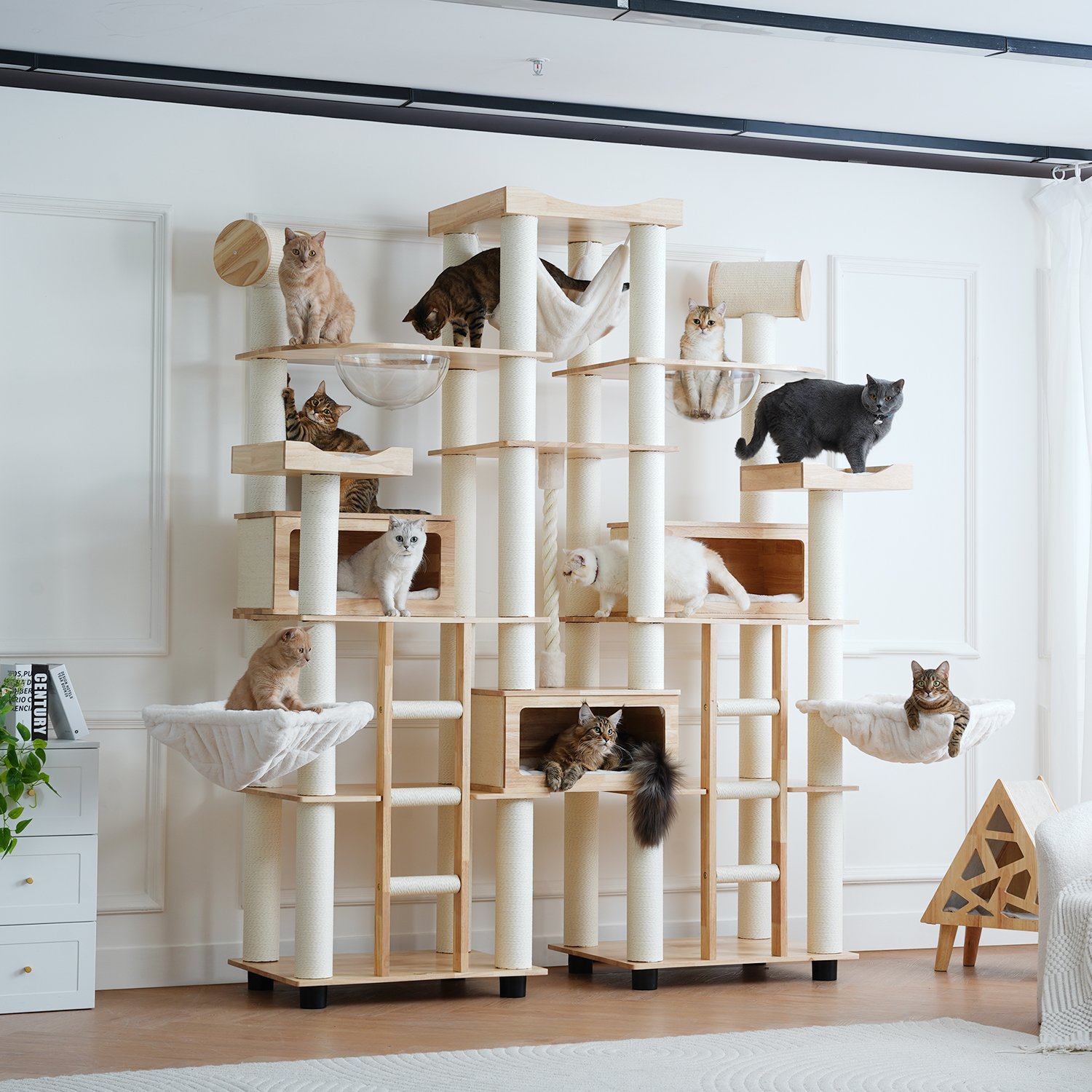 94'' H Large Solid Wood Cat Tree