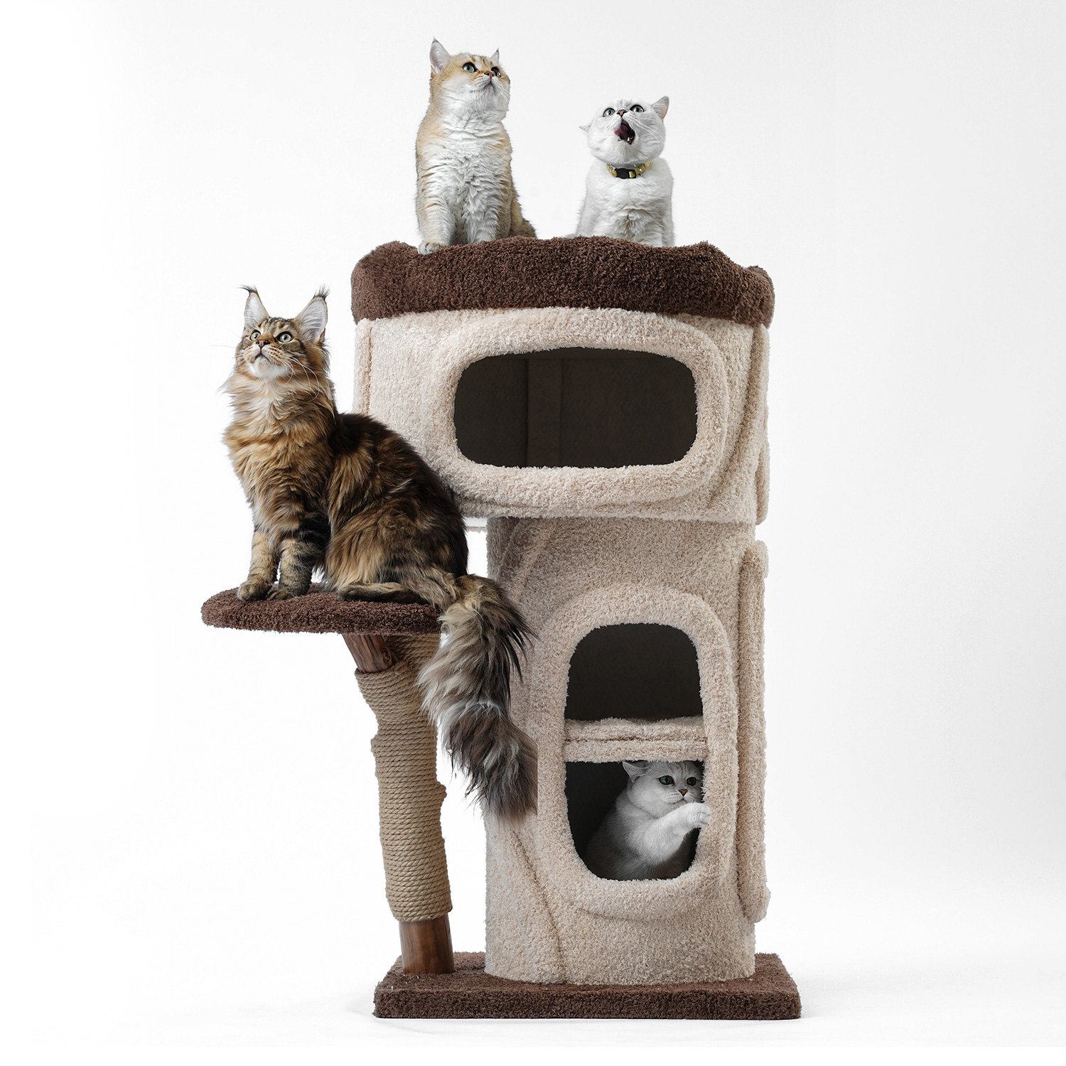 44'' H Solid Wood Cat Tree