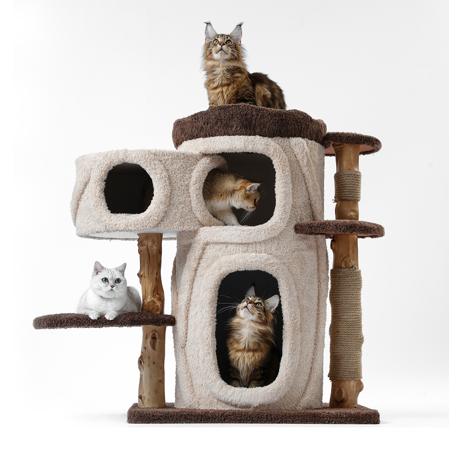40'' H Solid Wood Cat Tree