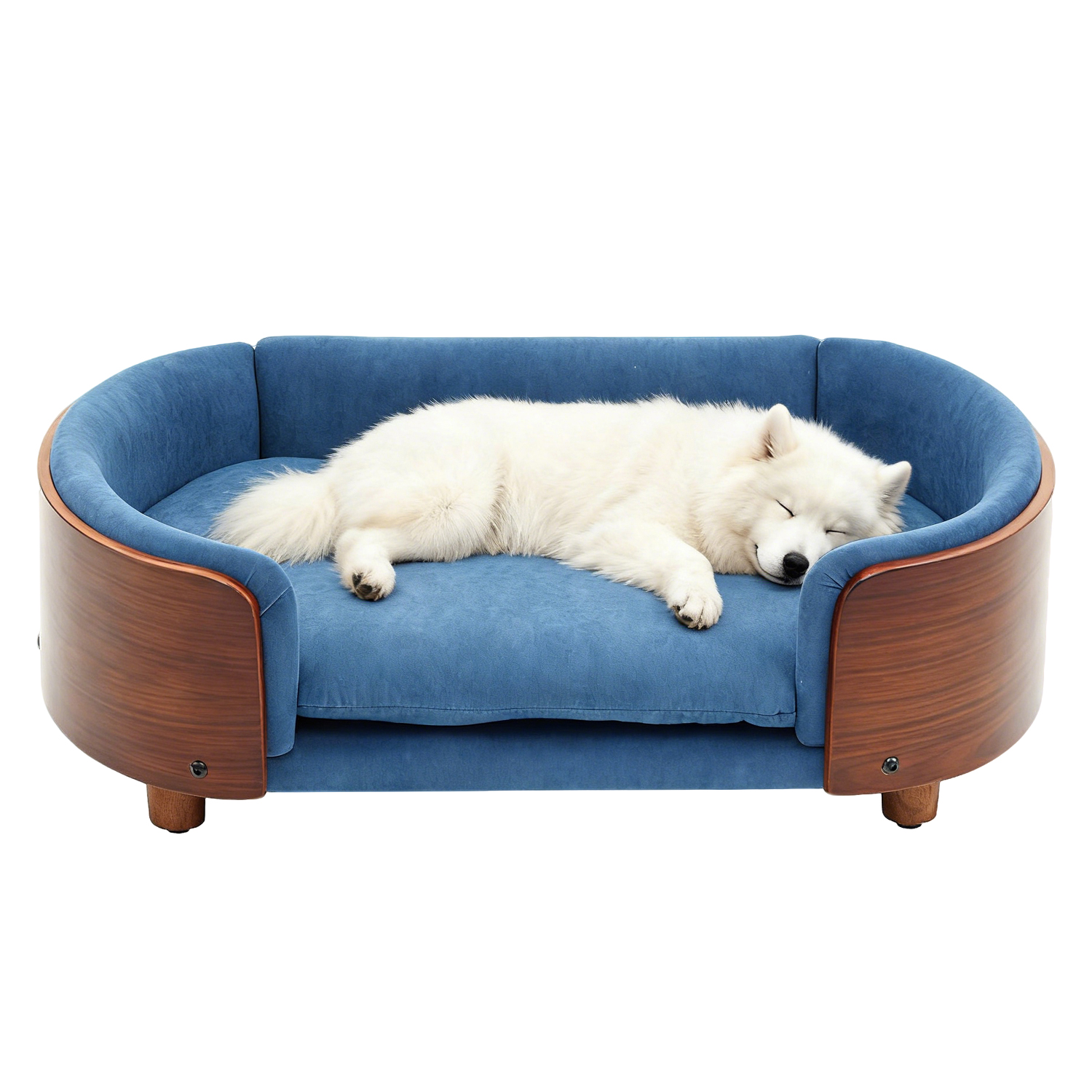 Luxury Solid Wood Dog Bed With Legs And Bent Wood Back
