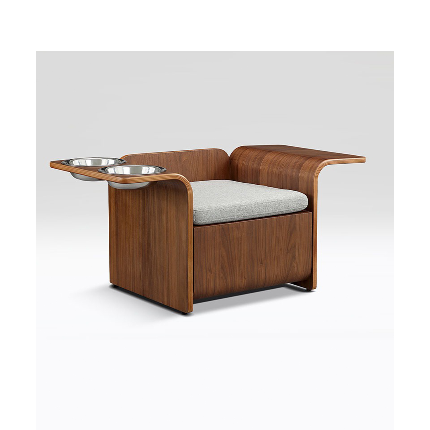 North American Black Walnut Cat Bed with Bowl