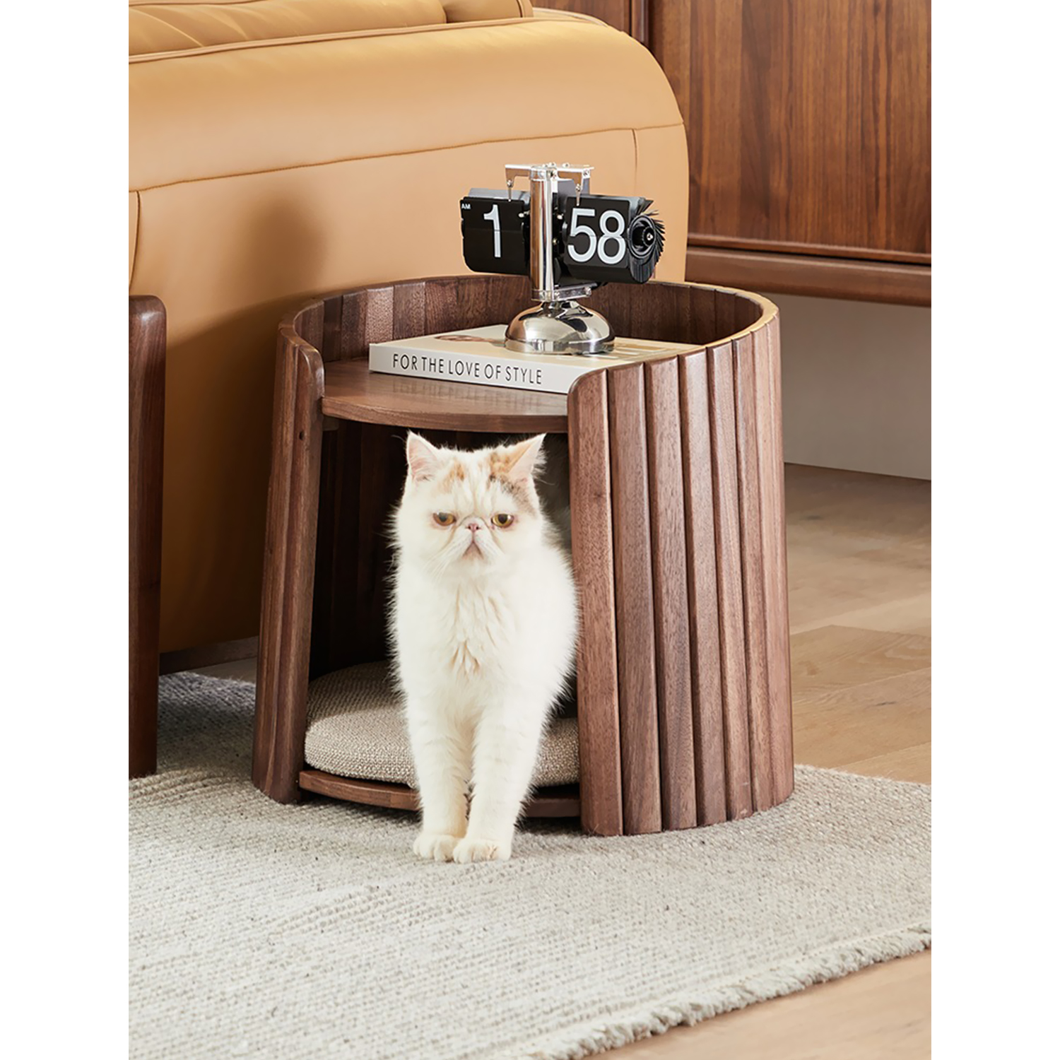 North American Black Walnut Cat Bed Side Table