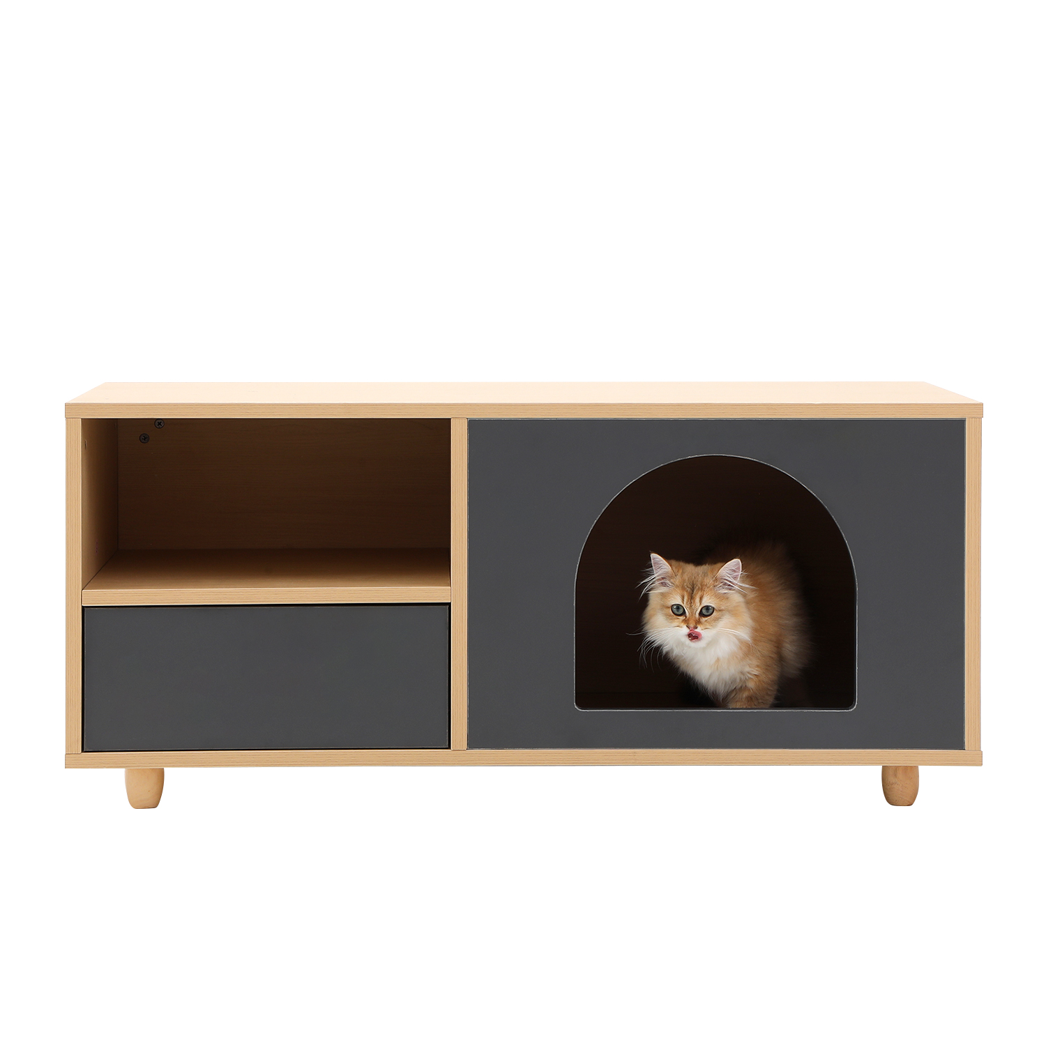4 Legs Contrasting Color Pet-Friendly Coffee Table with Storage