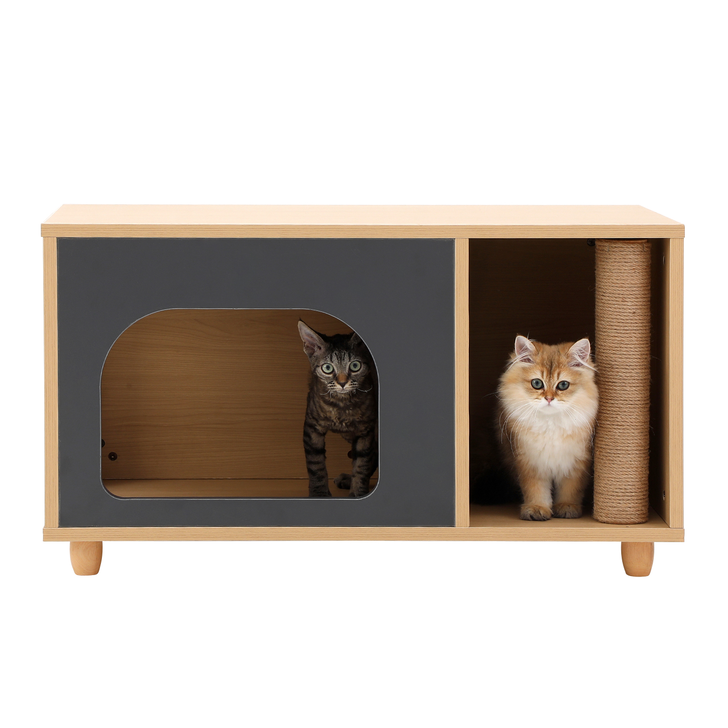 4 Legs Contrasting Color Pet-Friendly Coffee Table with Storage