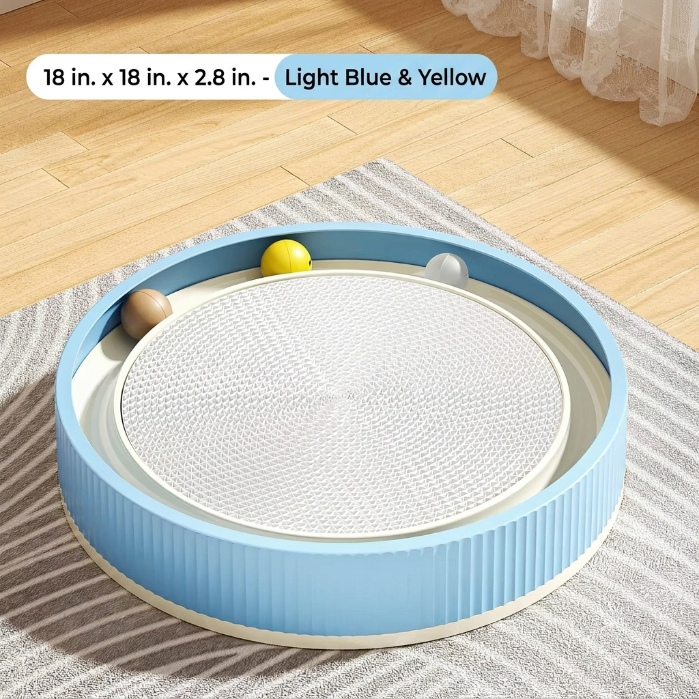 Large Corrugated Cardboard Cat Scratcher Bed with Track Toy Ball, Durable Cat Scratch Pad & Lounge, Mess-Free Claw Board for Cats