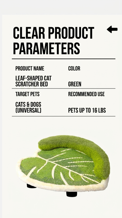 Leaf Shaped Sisal Cat Scratcher Lounge, Natural Scratching Mat & Cozy Cat Bed, Durable Claw Board Sofa for Indoor Cats