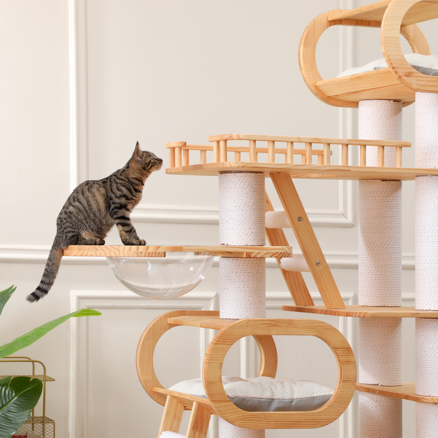 76.7 H Large Solid Wood Cat Tree