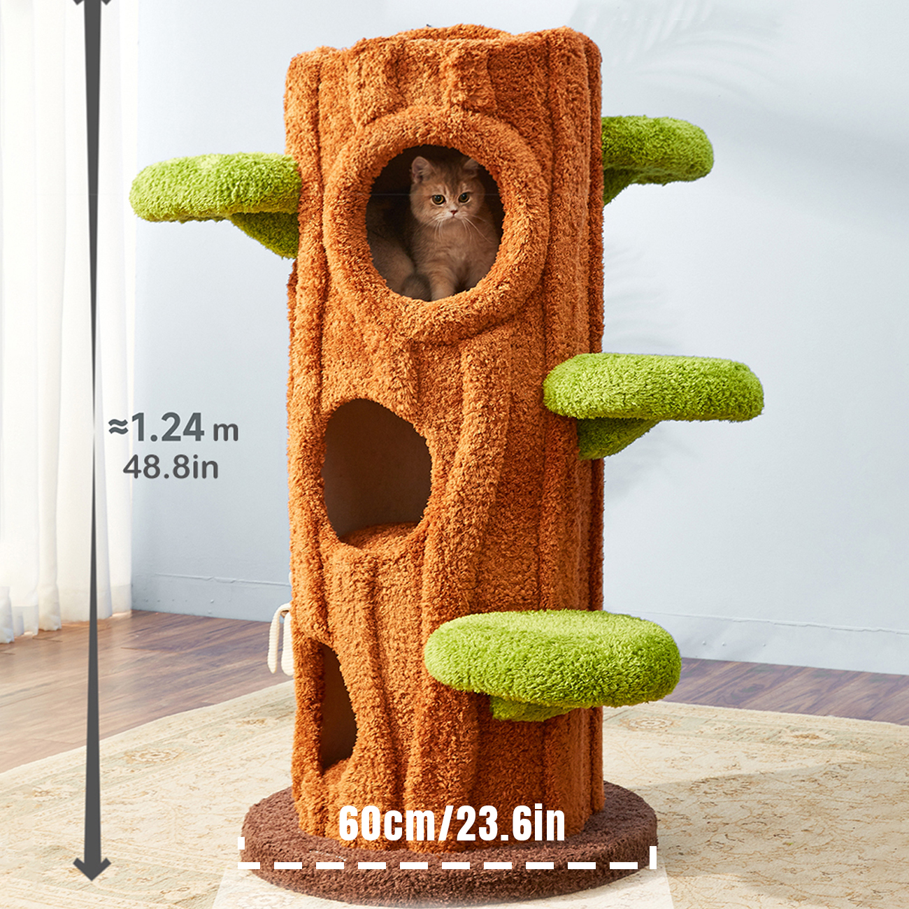 48.8'' H Solid Wood Modern Cat Tree Tower Condo