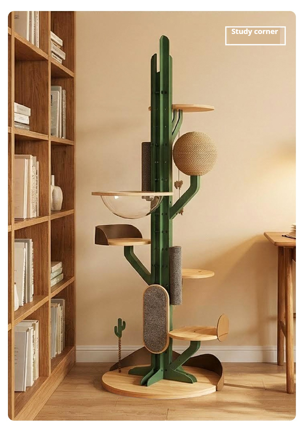 Large Cat Tree Tower for Indoor Cats, Heavy Duty Solid Wood & Iron Frame, Modern Cat Condo with Built-in Cat House, Space Saving Vertical Climber for Large Cats