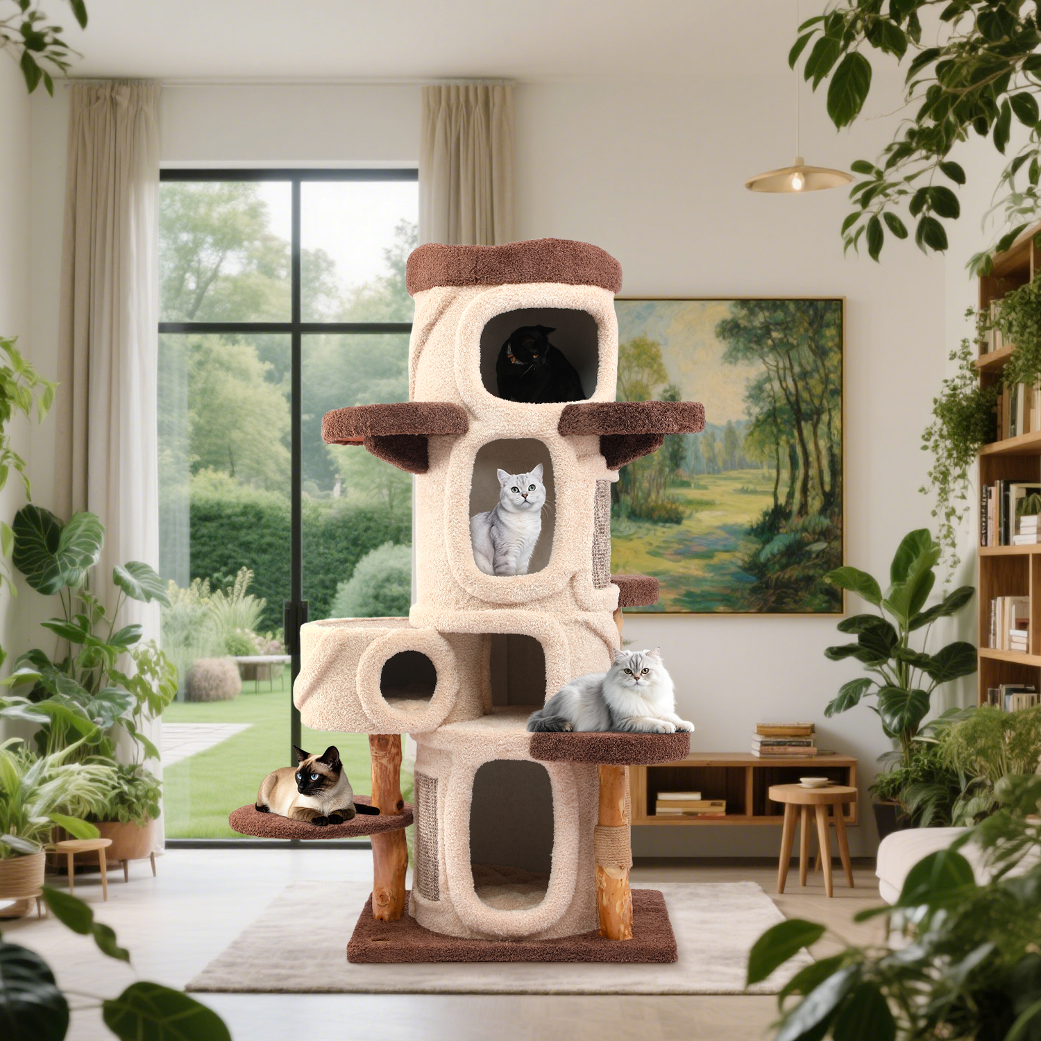 69'' H Solid Wood Cat Tree