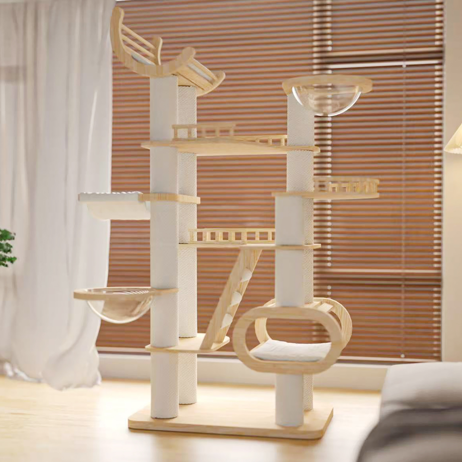 82"Deluxe Pine Solid Wood Cat Tree