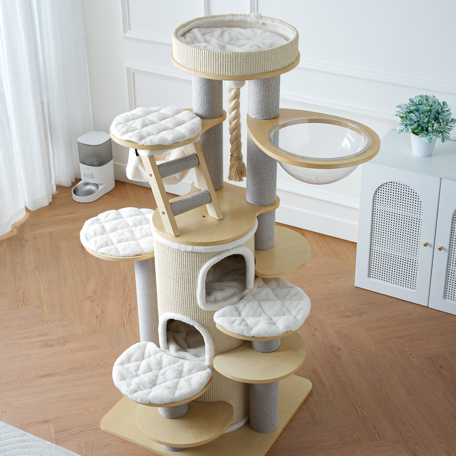 63'' H Large Solid Wood Cat Tree