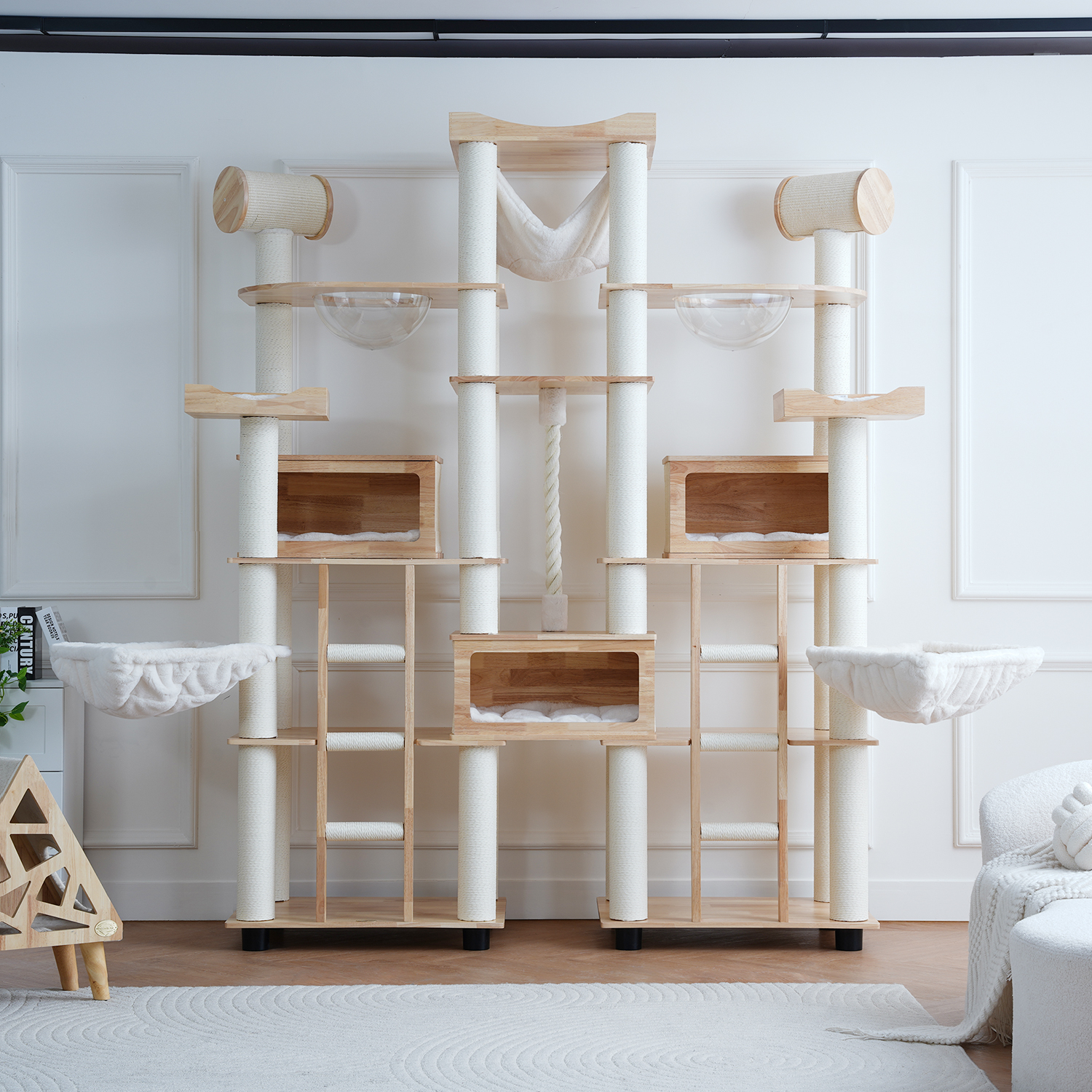94'' H Large Solid Wood Cat Tree