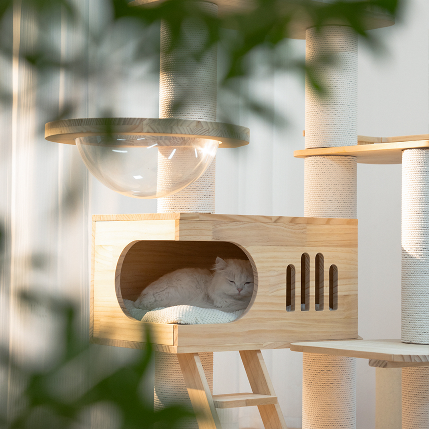 59" H Solid Wood Cat Tree