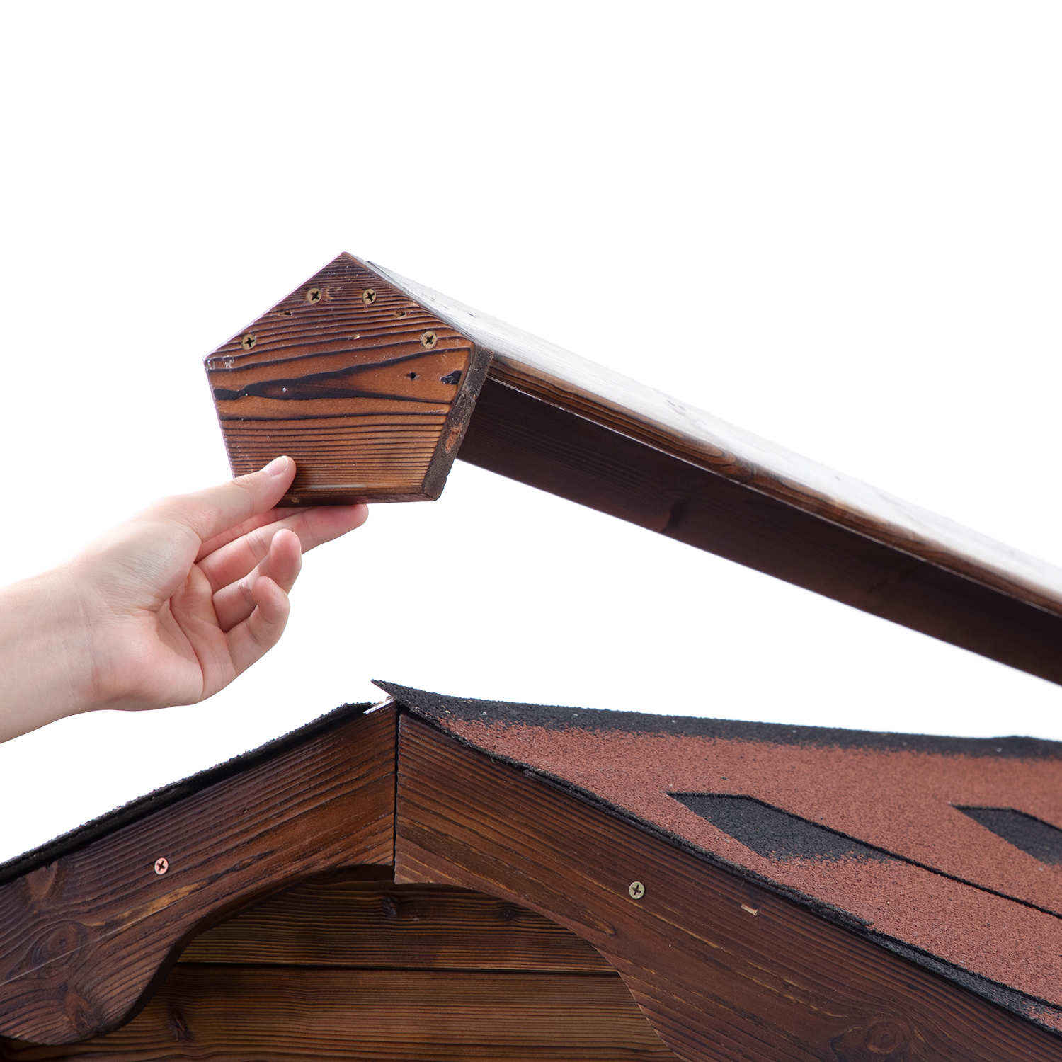 Solid Wood Outdoor Dog House with Cage