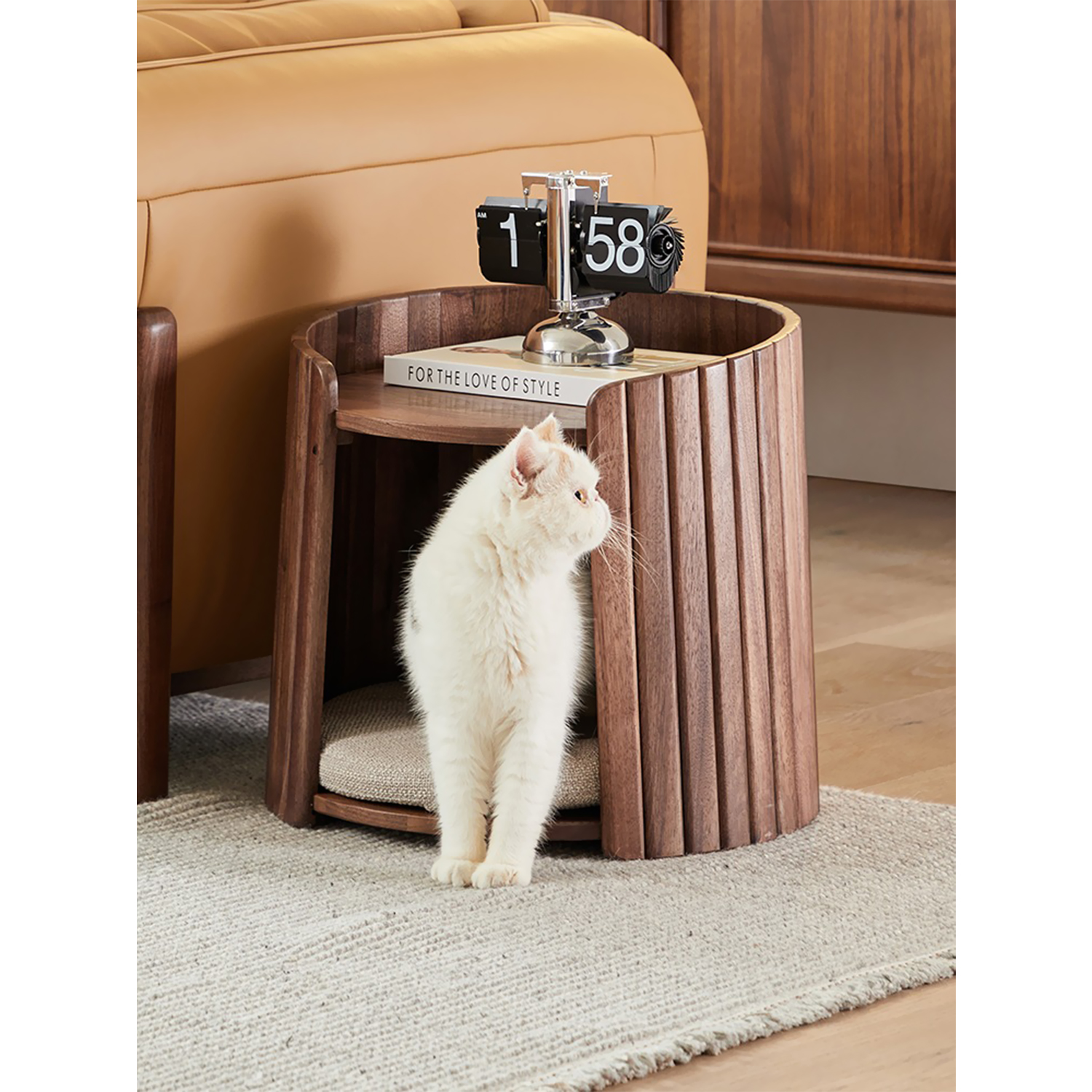 North American Black Walnut Cat Bed Side Table