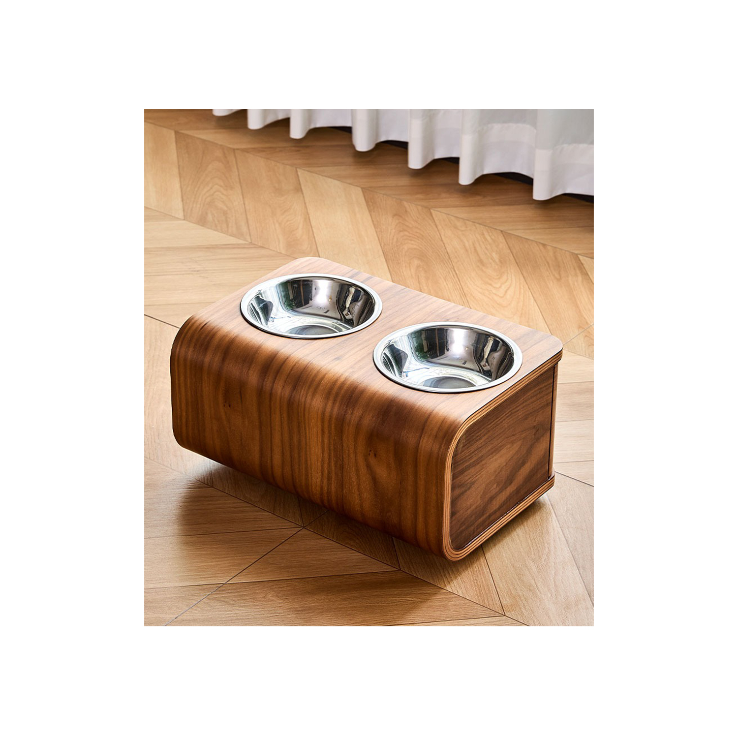 Black Walnut Pet Bowl with Drawer