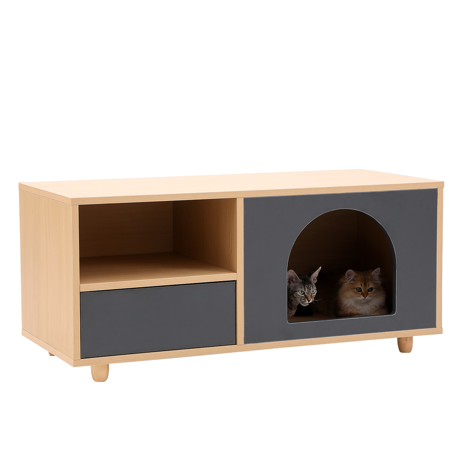 4 Legs Contrasting Color Pet-Friendly Coffee Table with Storage
