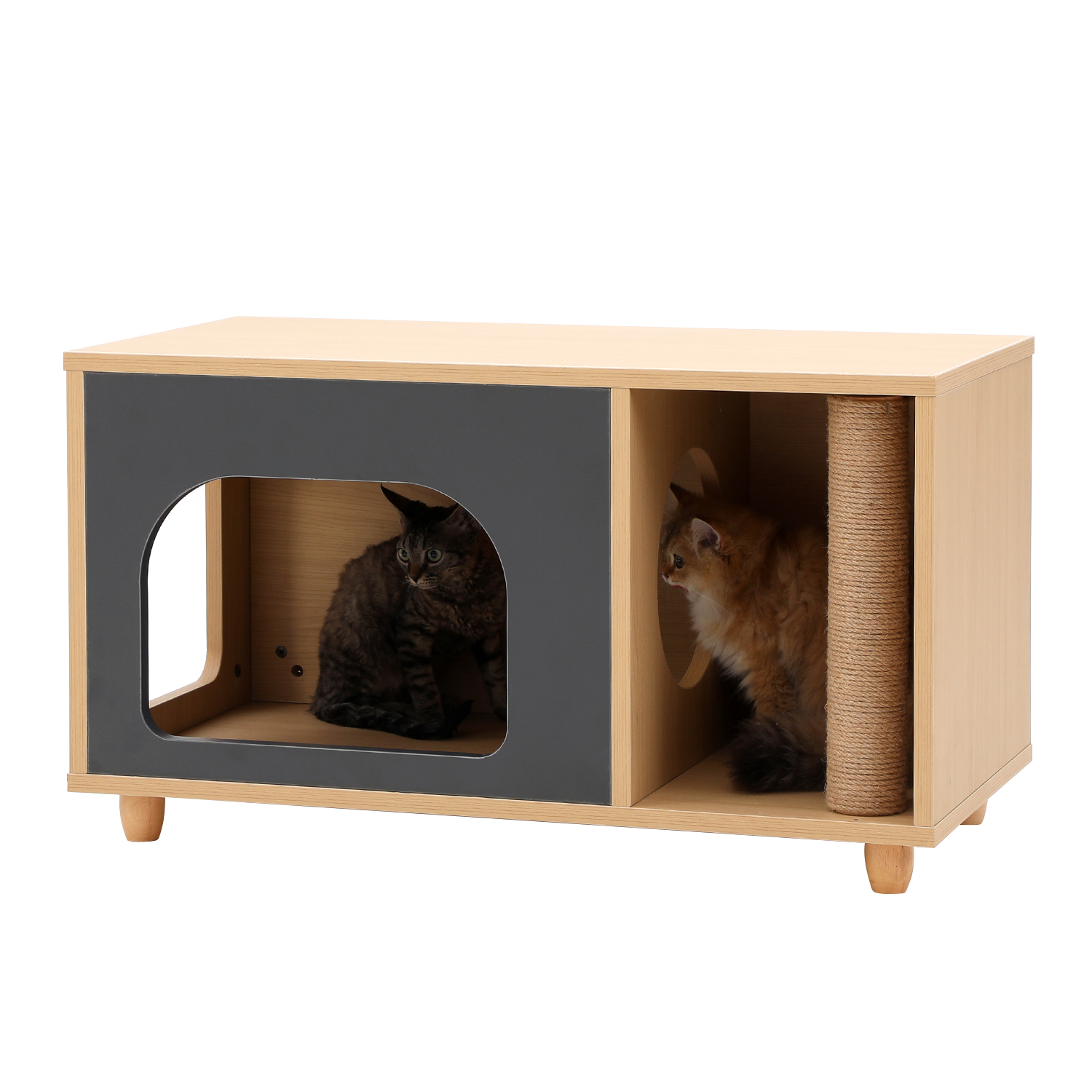 4 Legs Contrasting Color Pet-Friendly Coffee Table with Storage