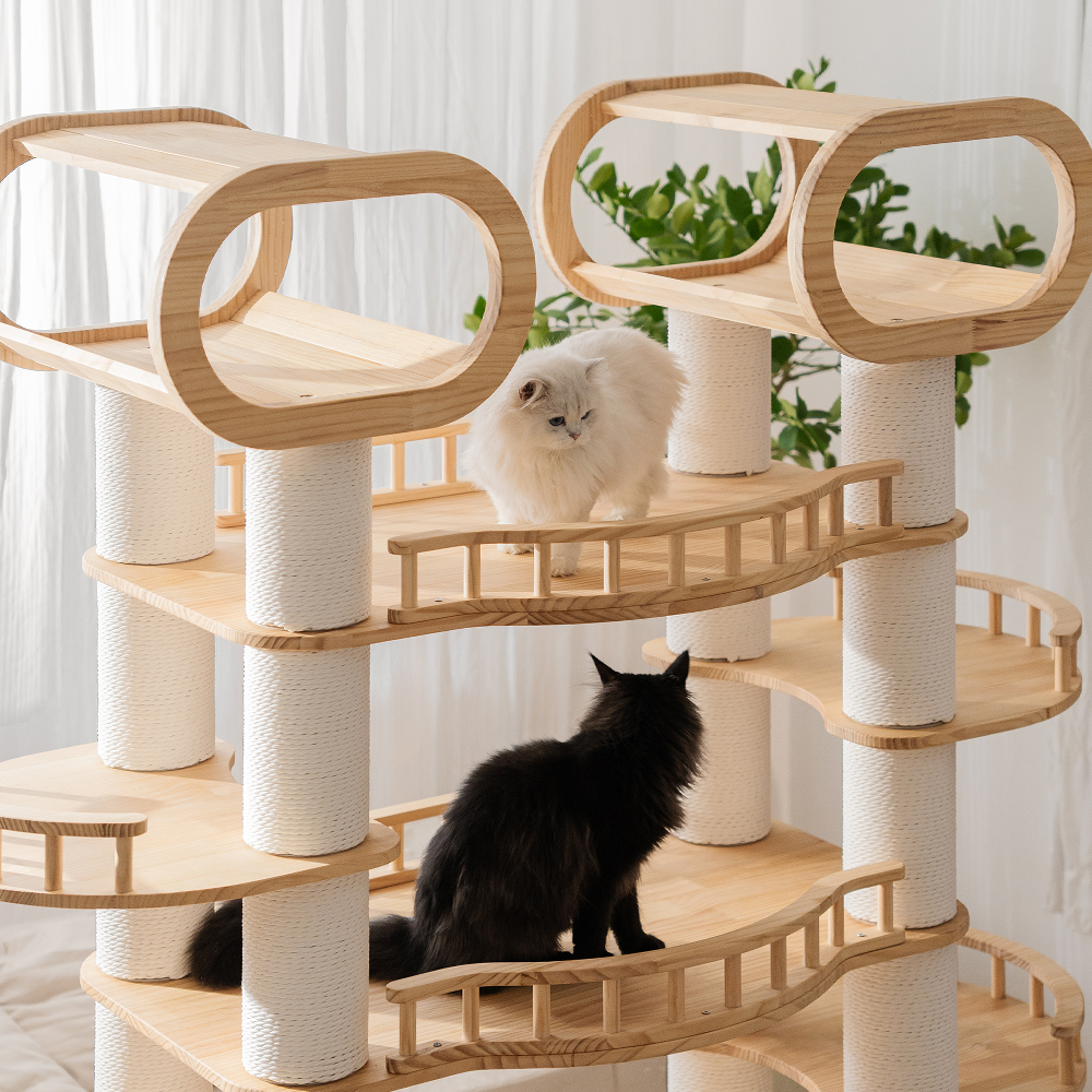 76.7 H Large Solid Wood Cat Tree