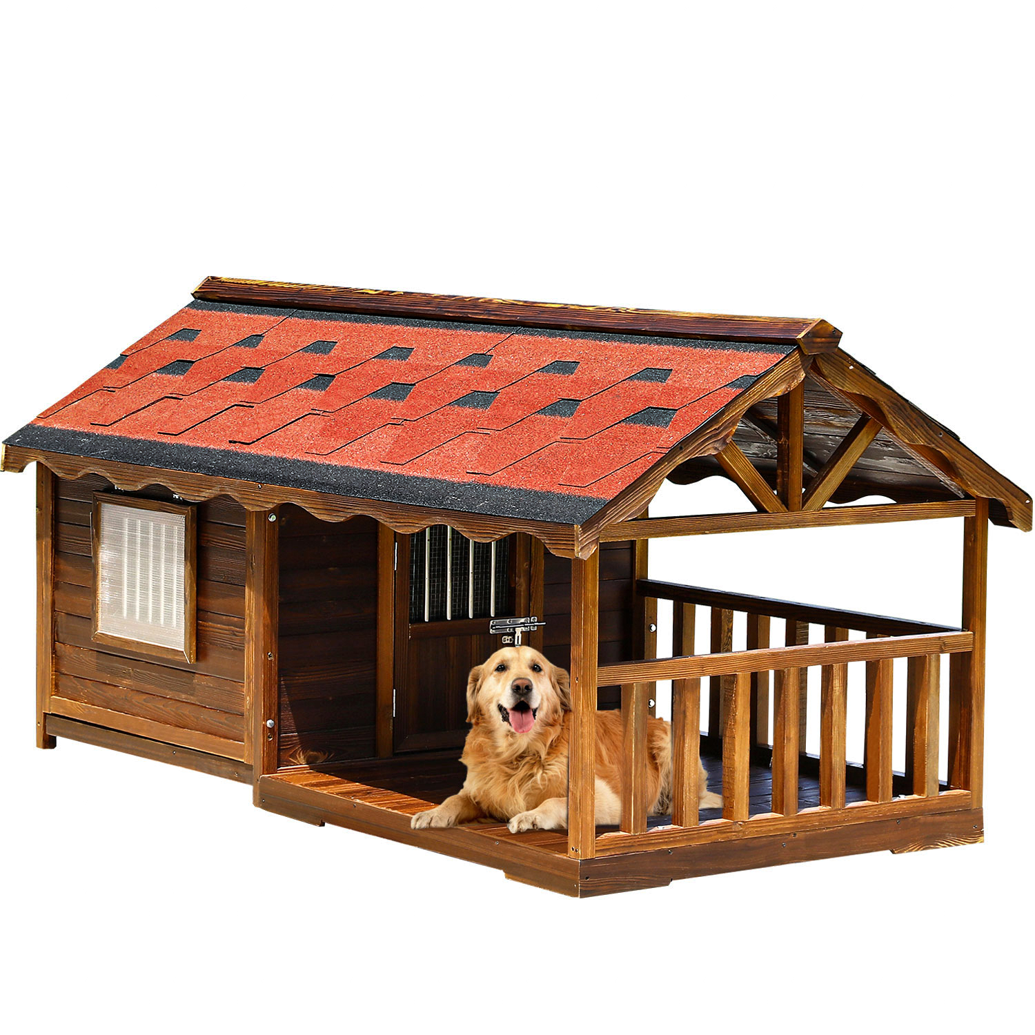 Pine Dog House & Playpen Carbonized Pine Wood