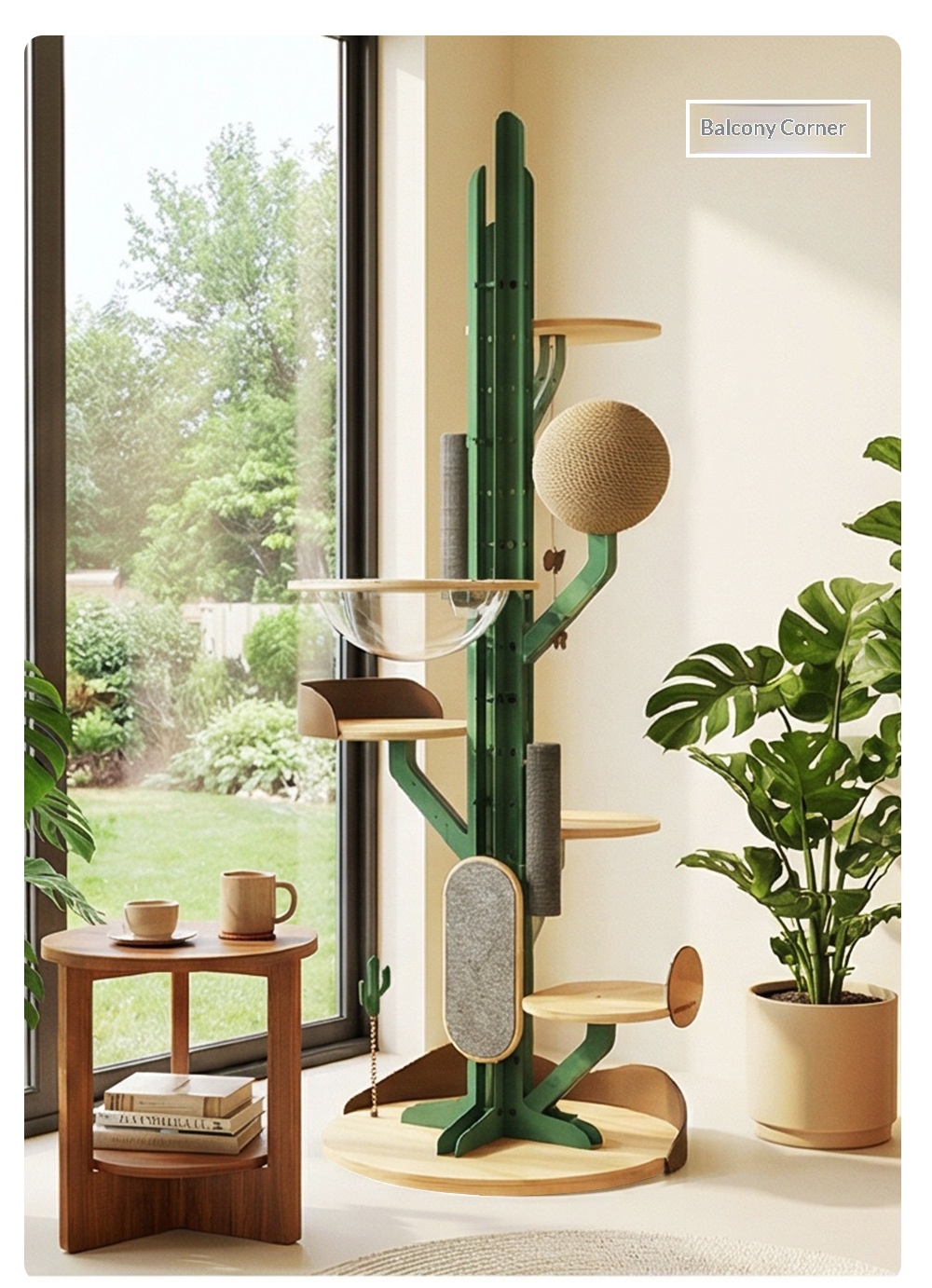 Large Cat Tree Tower for Indoor Cats, Heavy Duty Solid Wood & Iron Frame, Modern Cat Condo with Built-in Cat House, Space Saving Vertical Climber for Large Cats