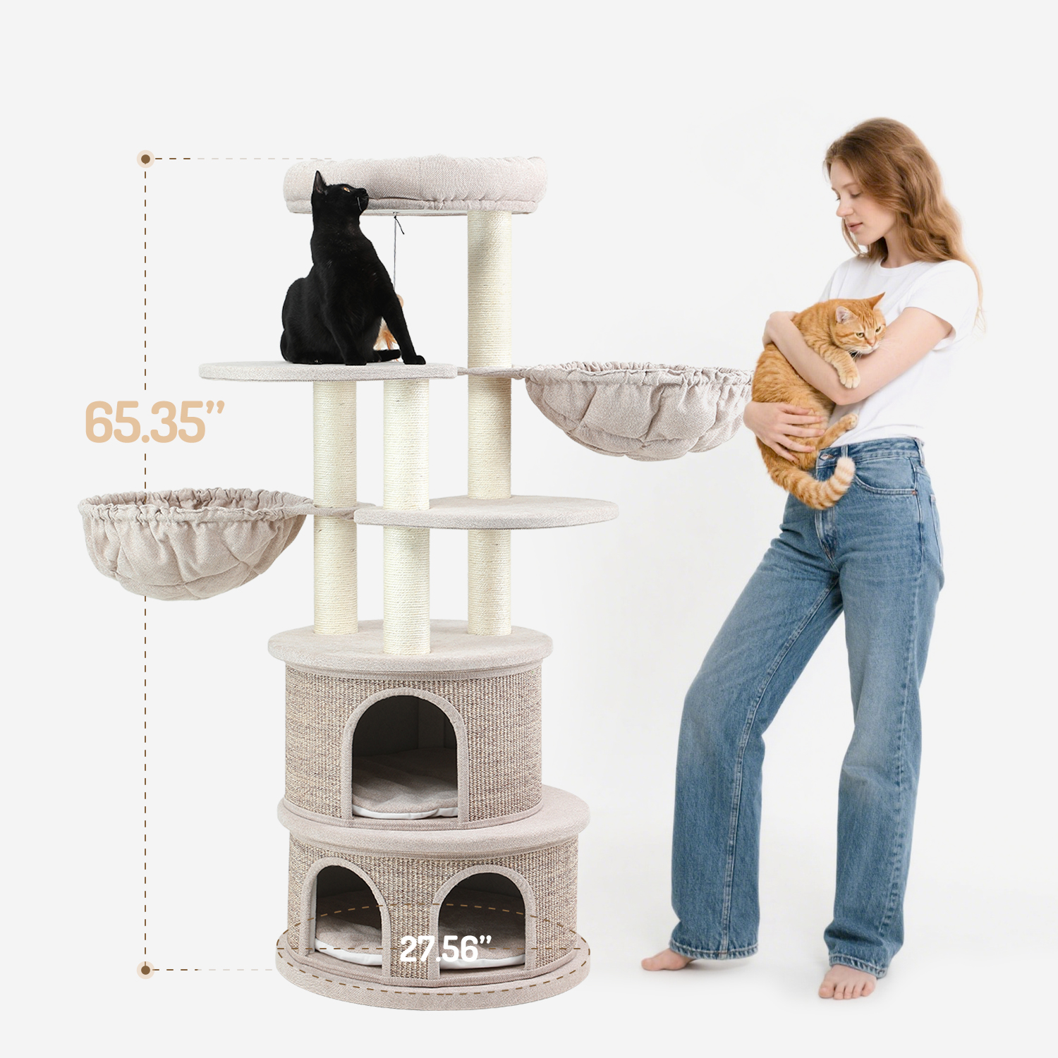 65" Luxury Cat Tree for Multi-Cat and Large Cats
