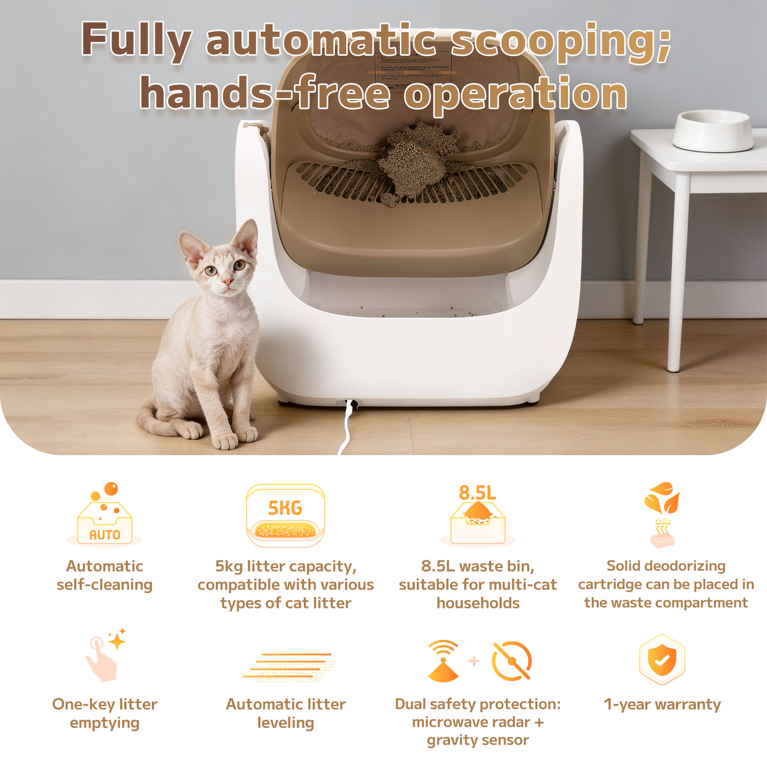 Smart Self Cleaning Litter Box for Large Cats and Multi Cat Households Extra Large Capacity Automatic Scooping Odor Control Ideal for Big Breeds Maine Coon Ragdoll
