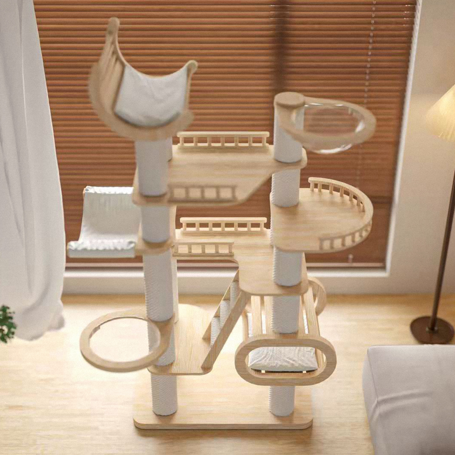 82"Deluxe Pine Solid Wood Cat Tree