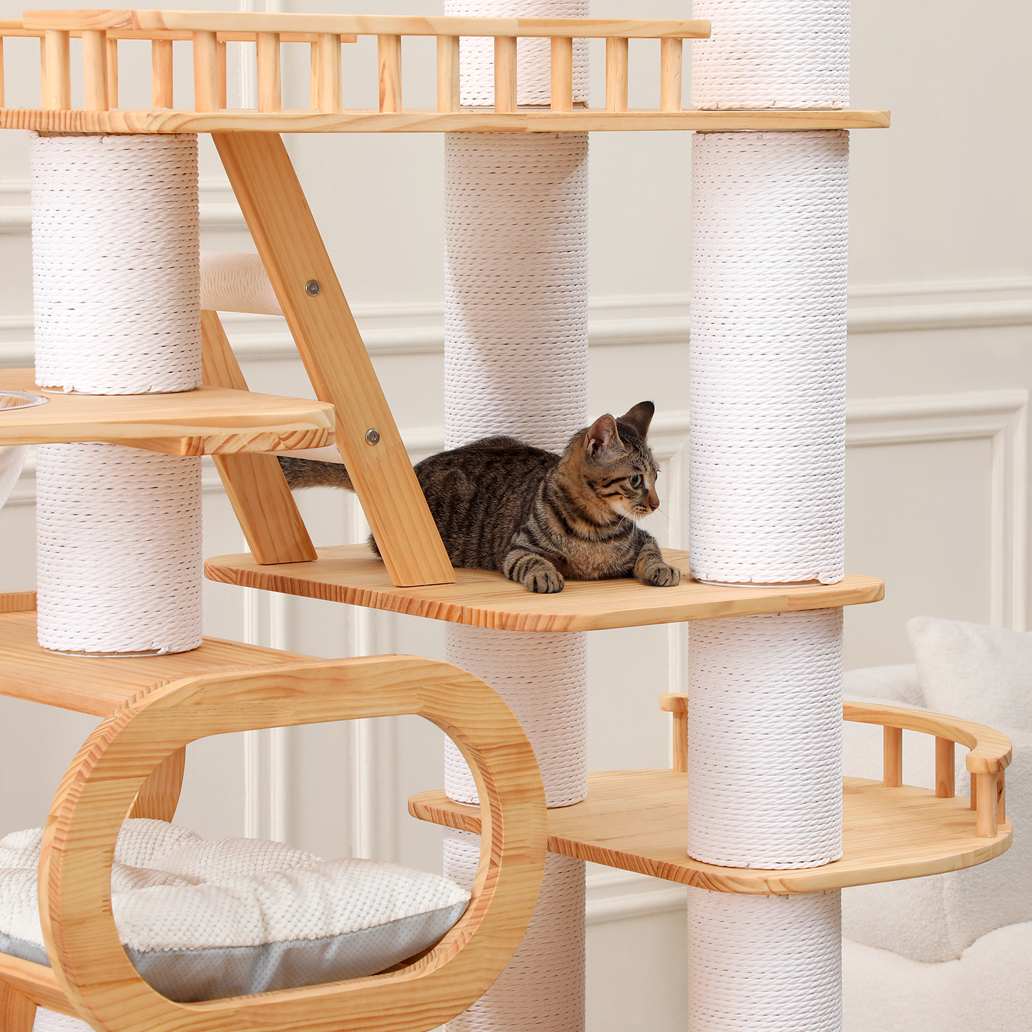 76.7 H Large Solid Wood Cat Tree