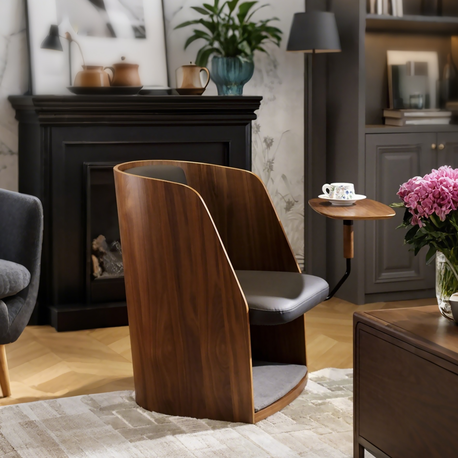 Black Walnut Veneer Human-Pet Shared Chair